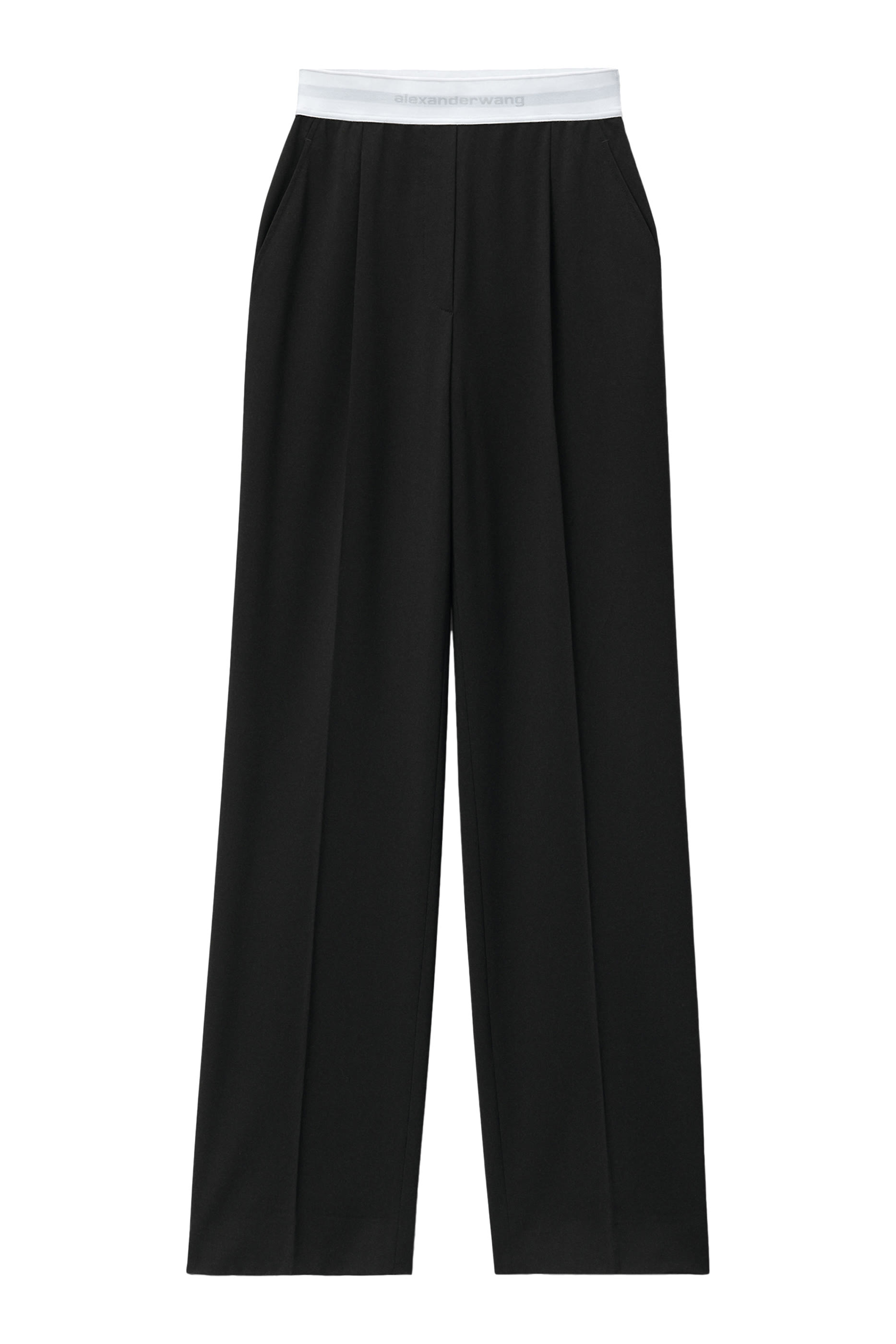 High Waisted Pleated Pant with Logo Elastic
