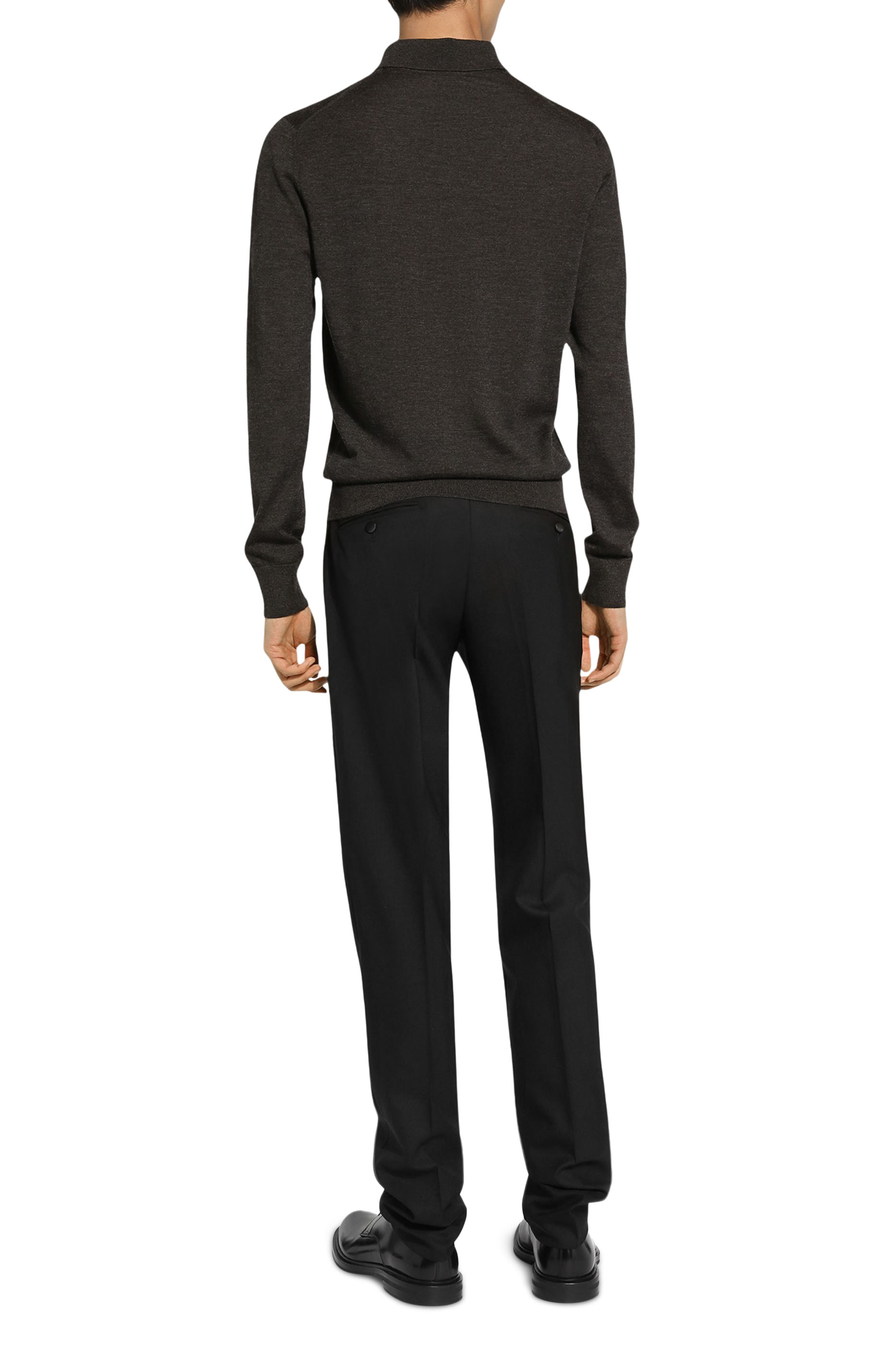 Long-Sleeved Cashmere Polo-Shirt with Embroidered Logo