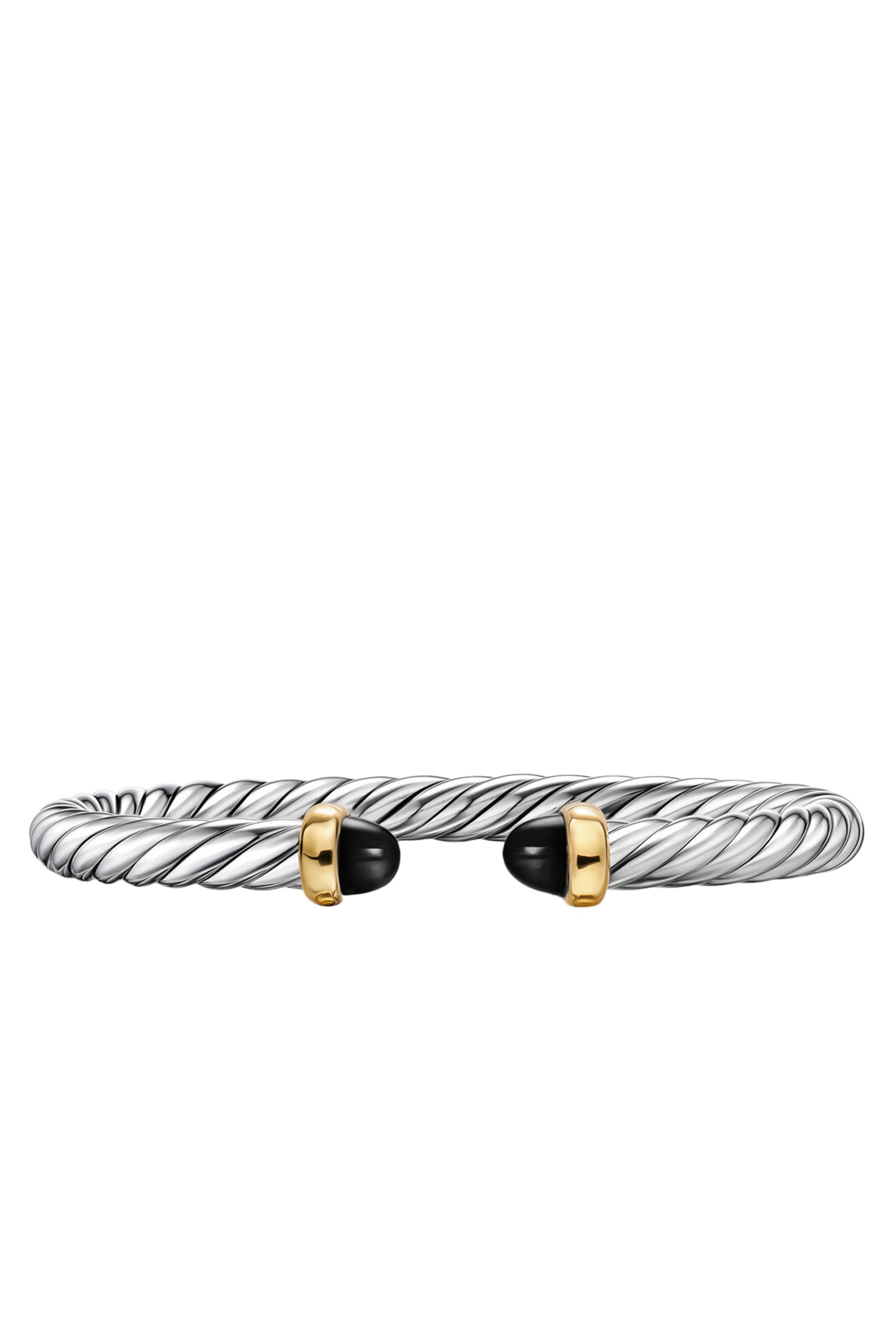 Cable Flex&reg; Bracelet, Sterling Silver, 14k Yellow Gold & Onyx