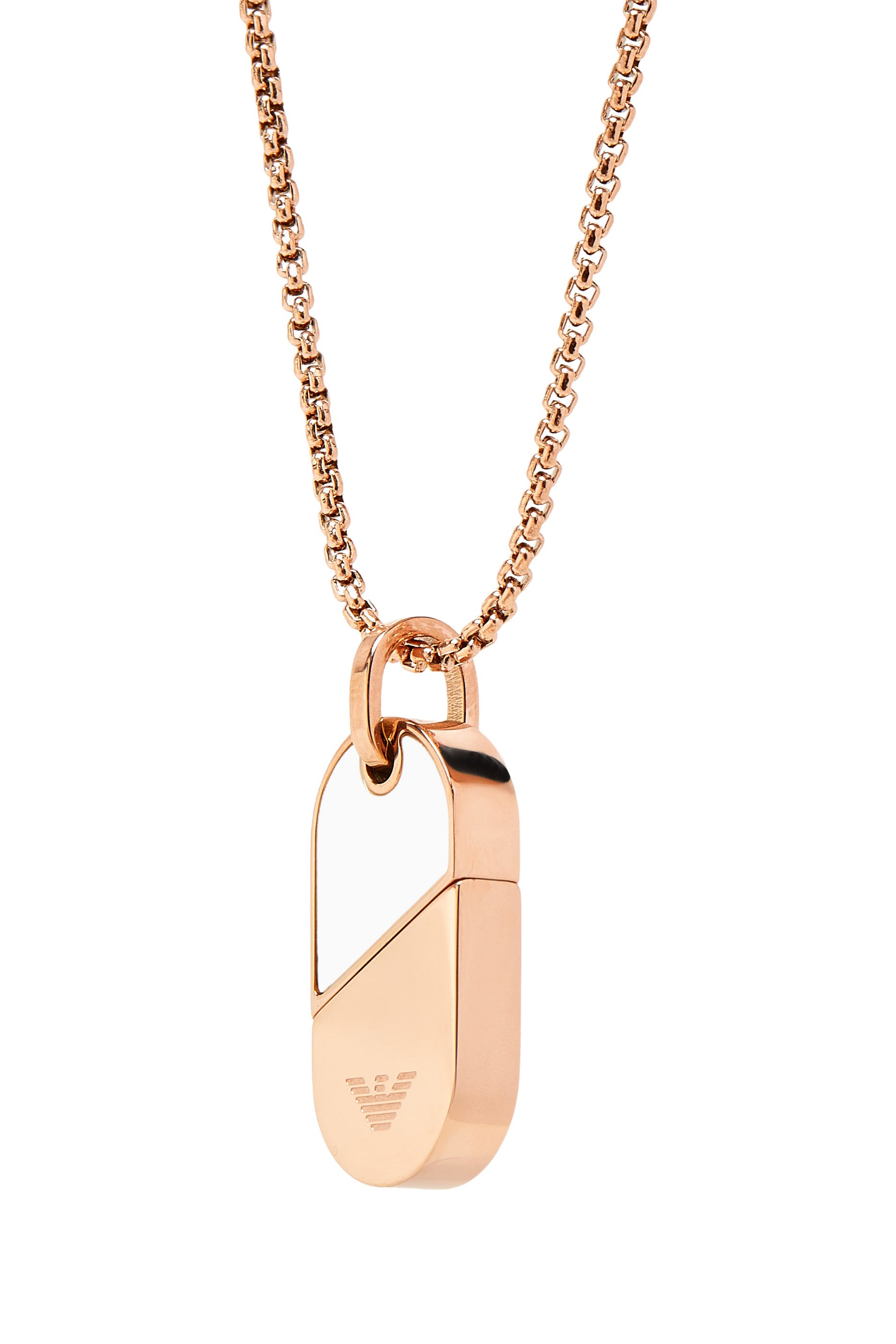 Dog Tag Necklace,  Rose Gold-Tone Sterling Silver & Mother of Pearl