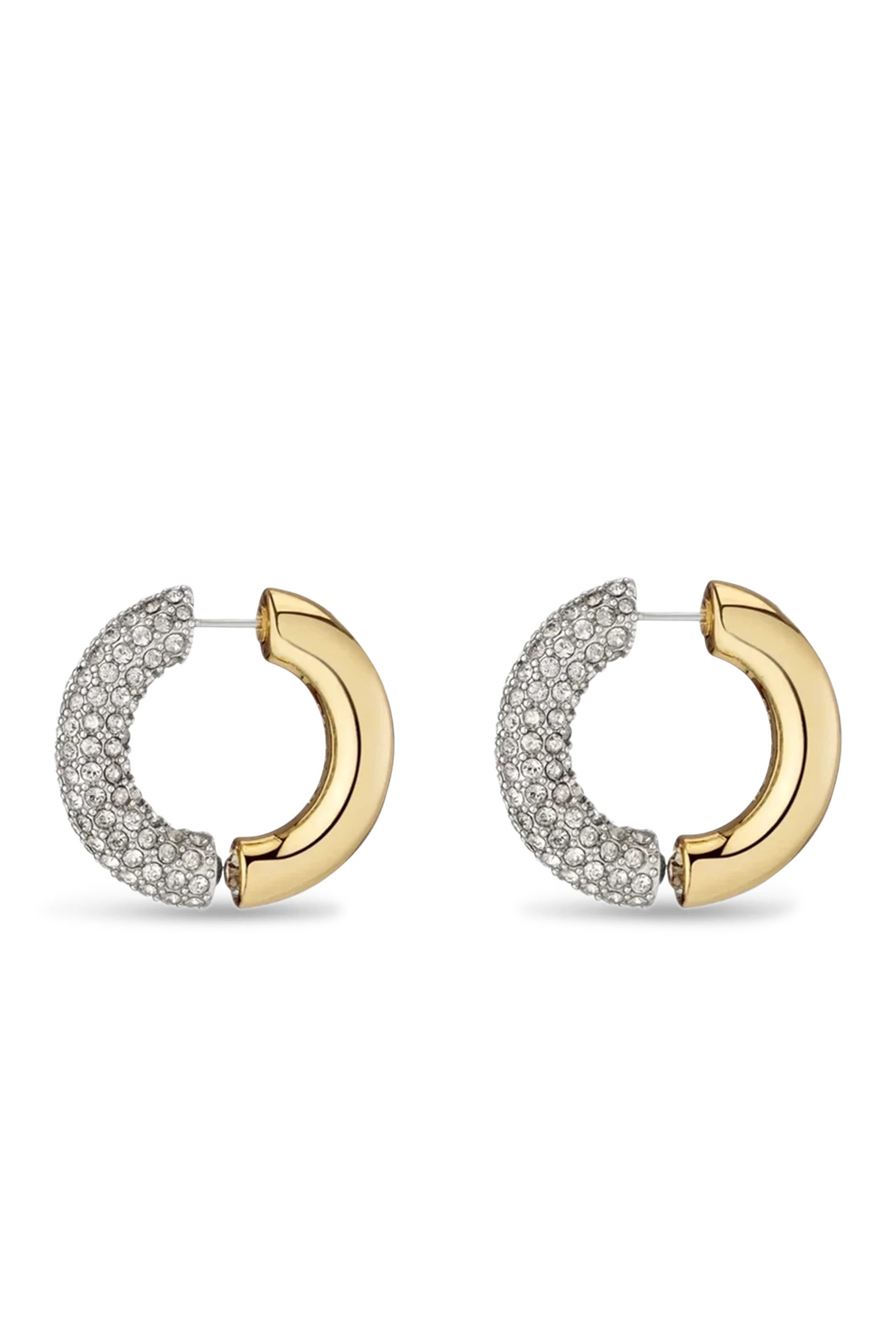  Monroe Pav&eacute; Earrings, 12k Gold Plated Brass & Crystals
