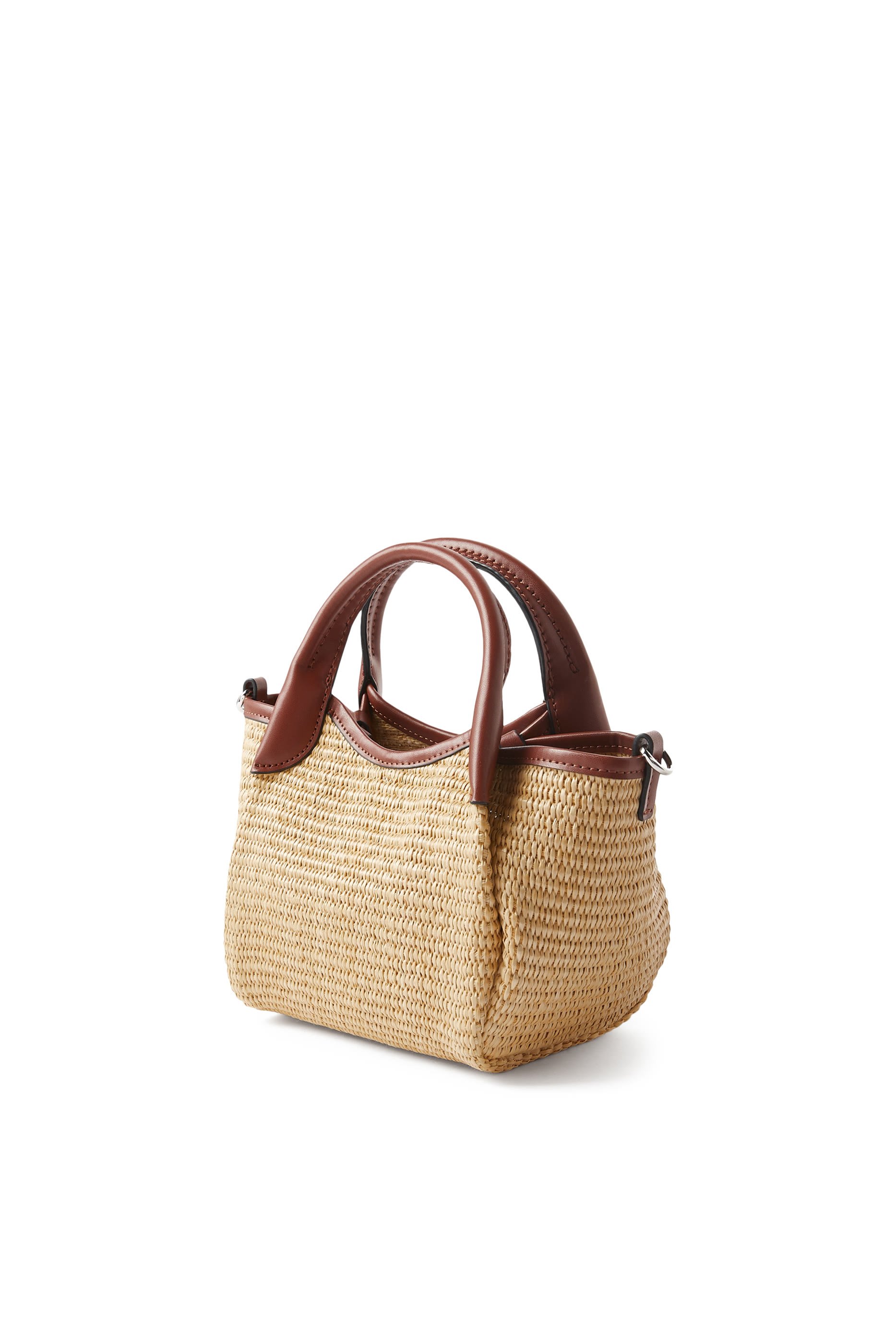 EA Logo Woven Straw Small Shopper Bag