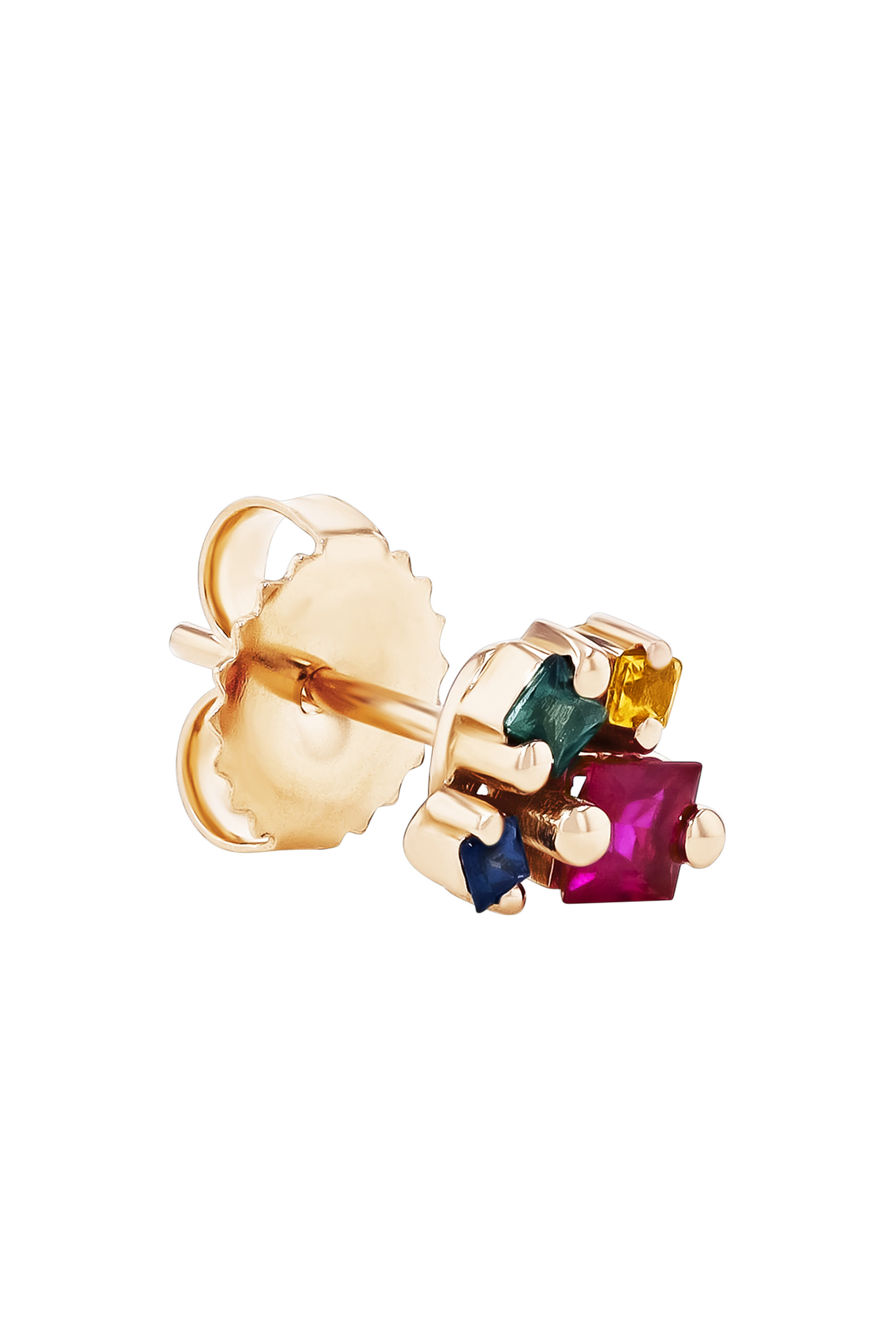Rainbow Princess Cluster Studs, 18k Rose Gold & Sapphire