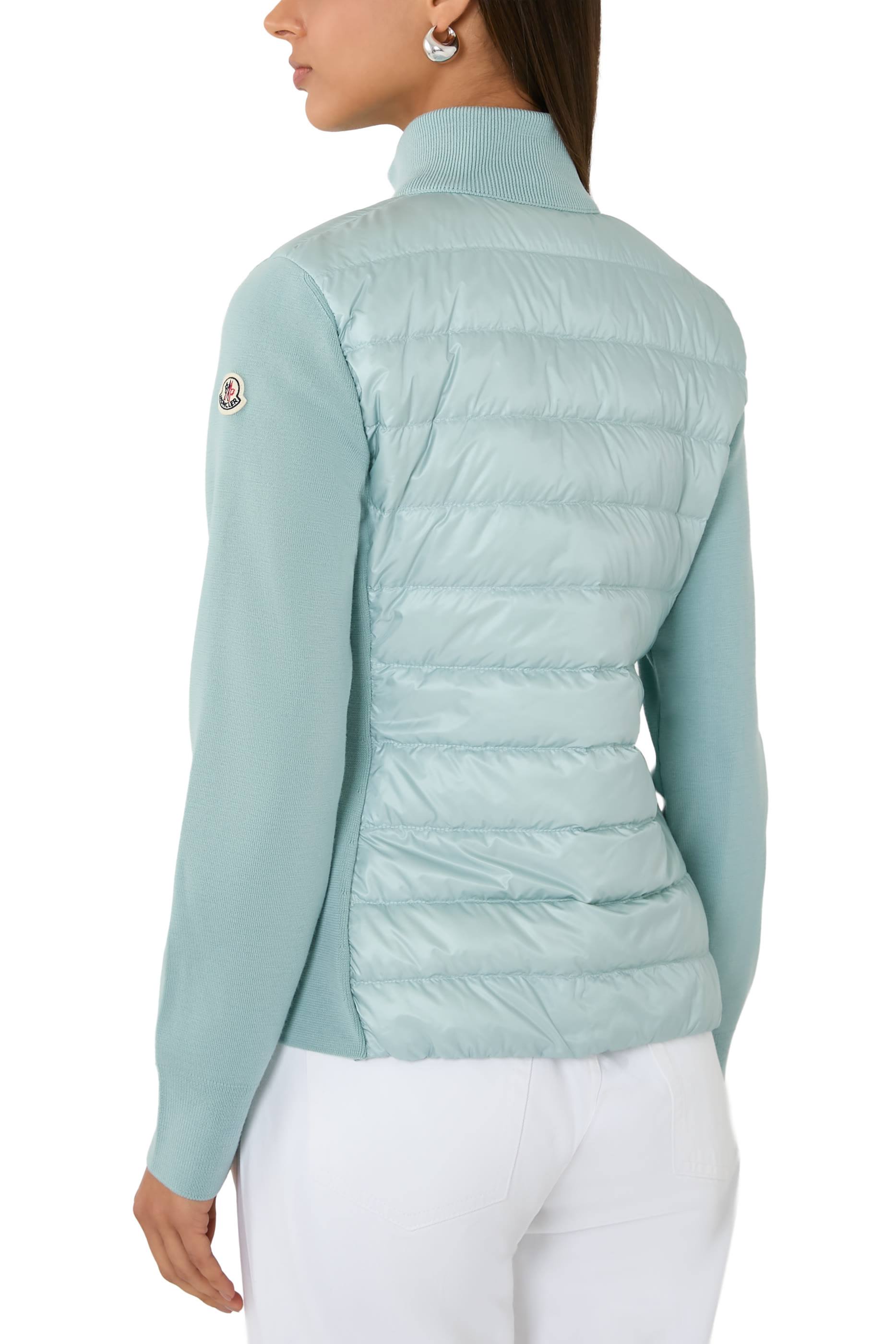  Padded Wool Zip-Up Cardigan