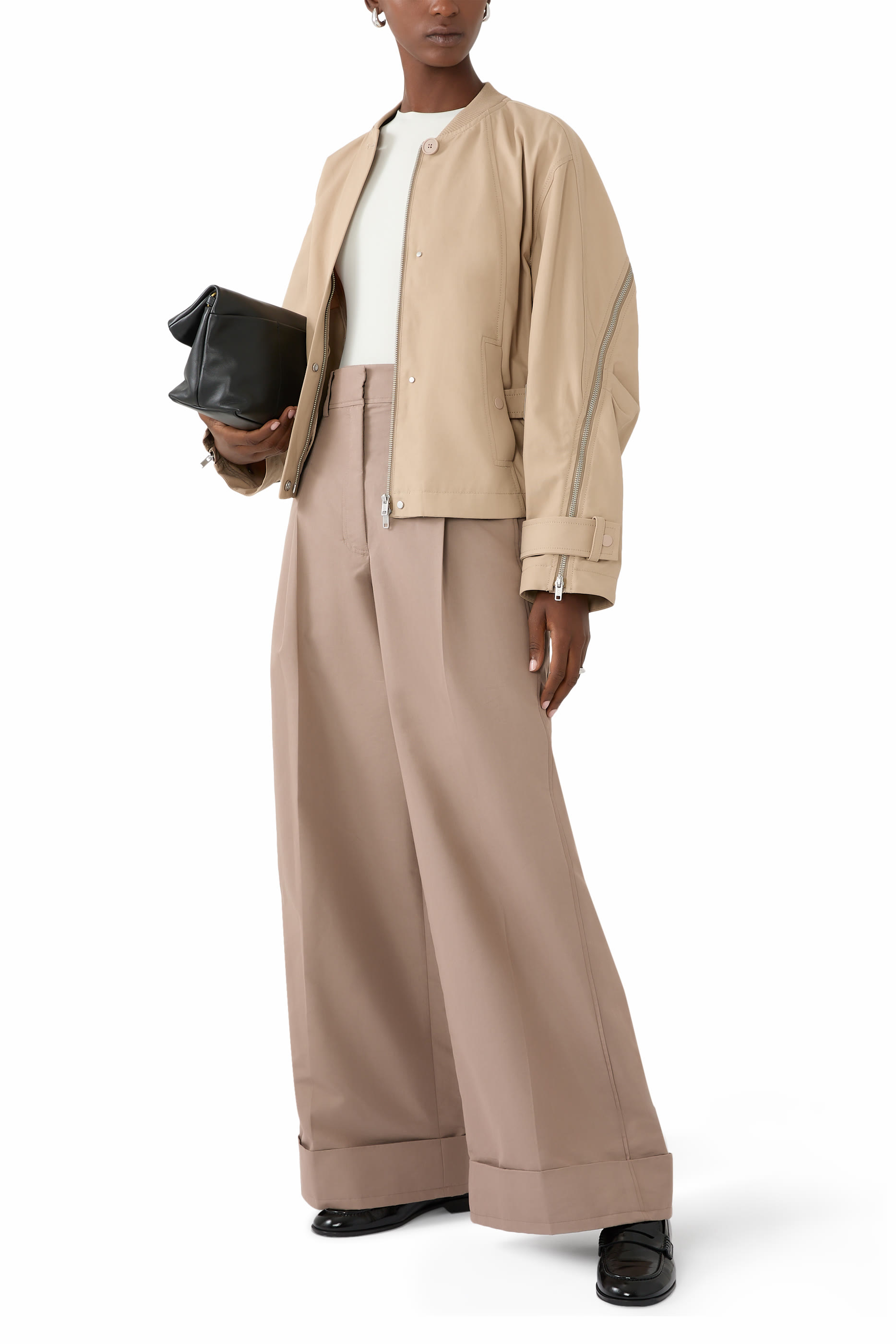 Zip Cocoon Back Bomber Jacket