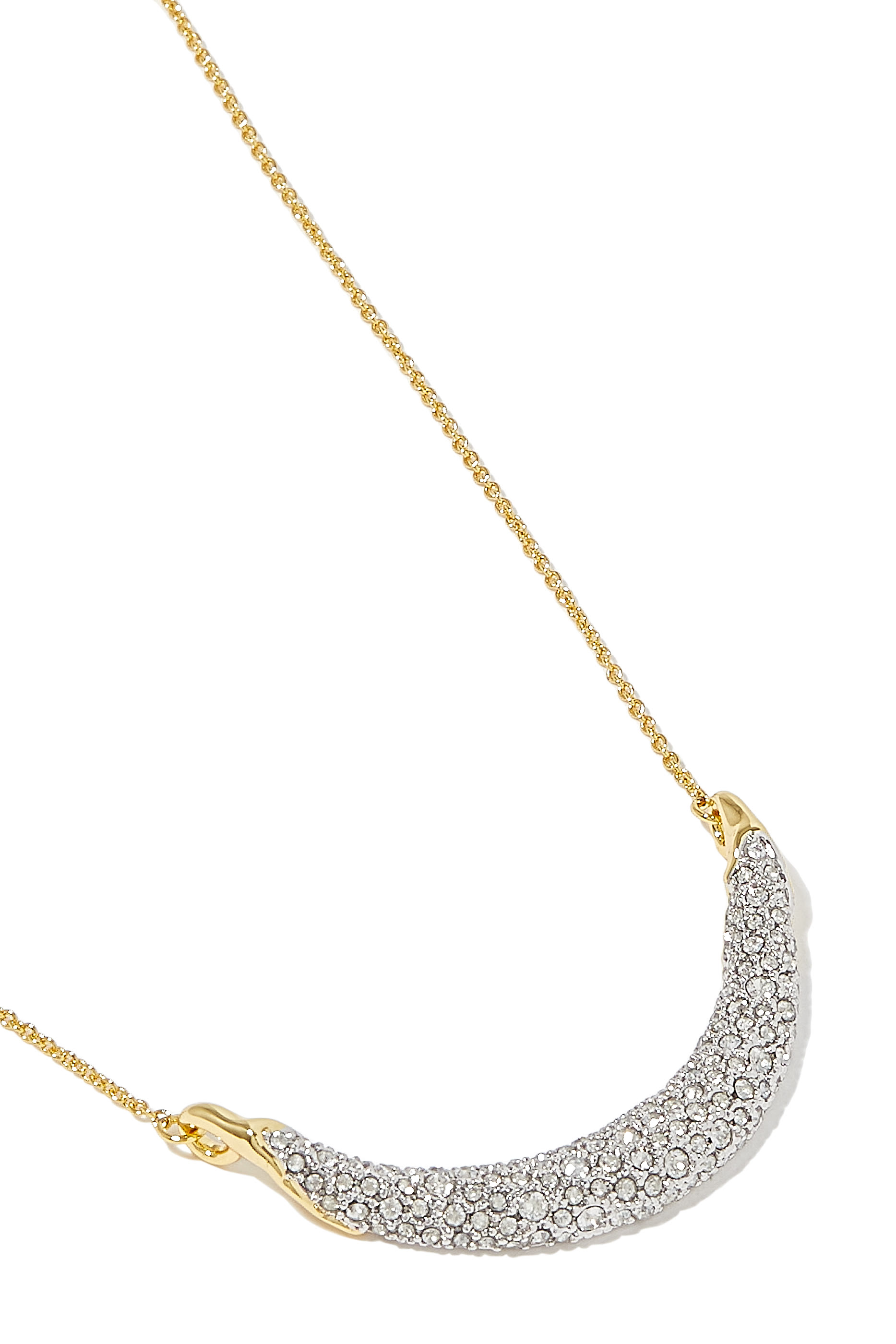 Crescent Bar Pendant Necklace, 14K Gold-Plated Brass & Solanales Crystals