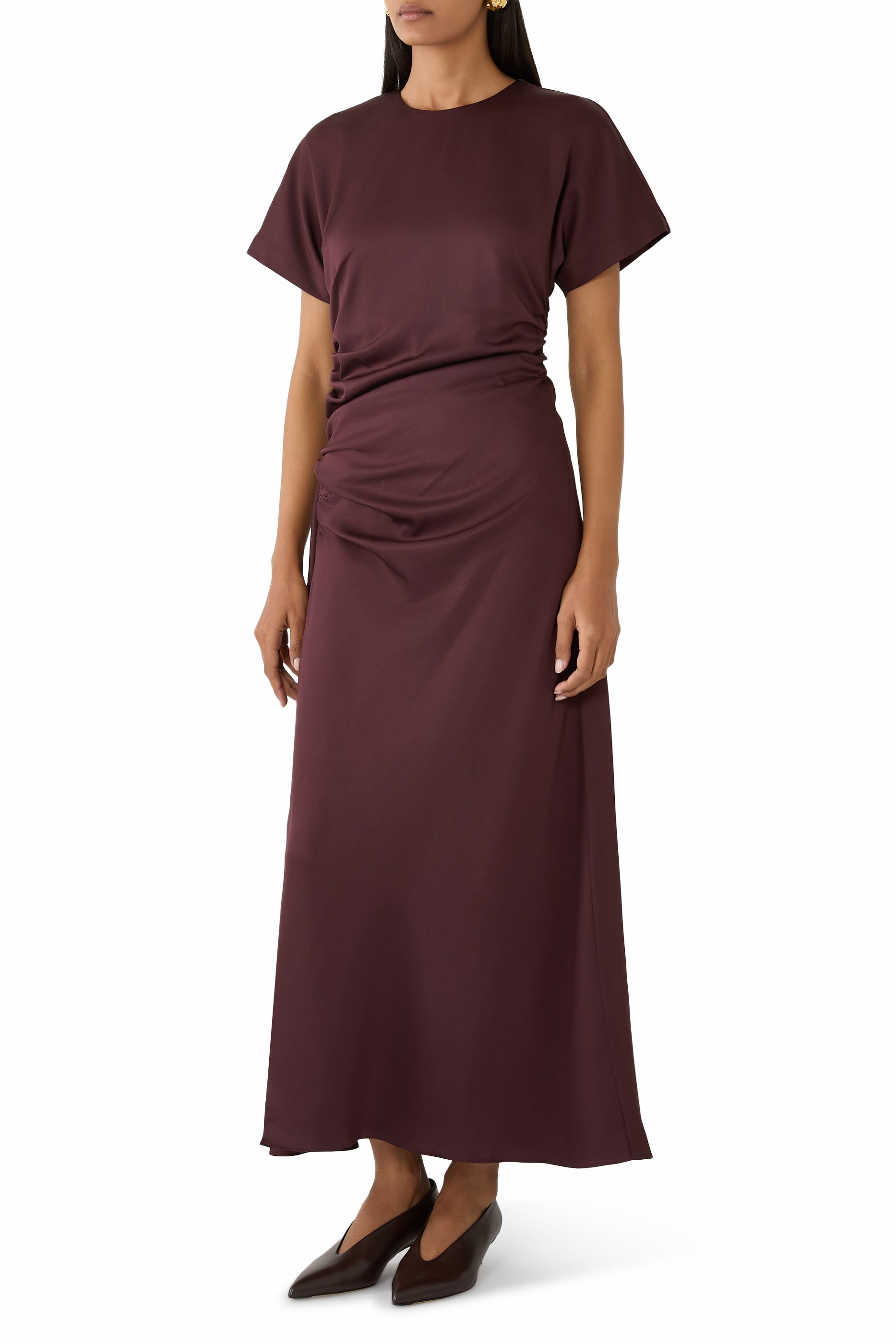 Marabella Draped Satin Midi Dress 
