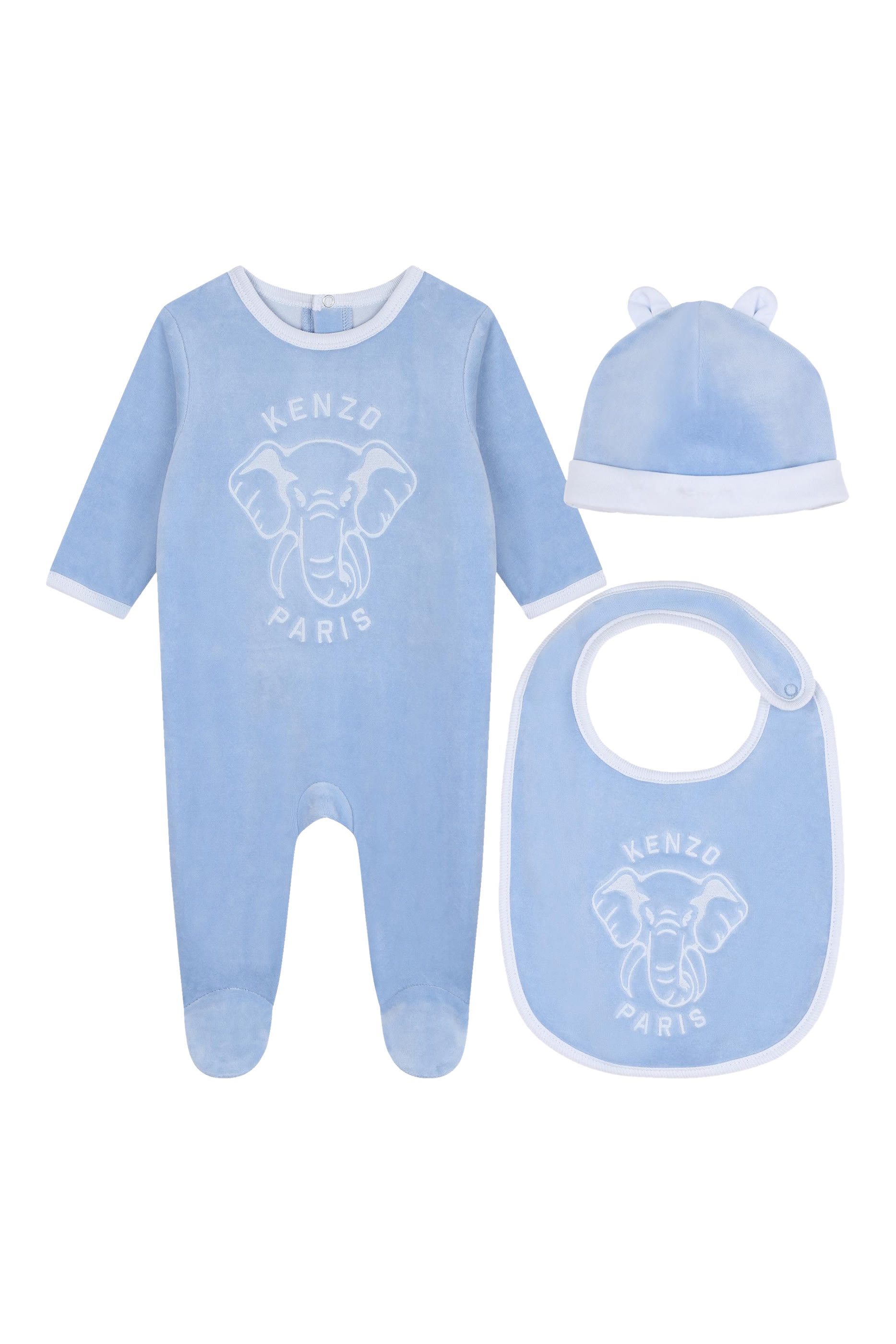 Baby Velour Elephant Babysuit Set