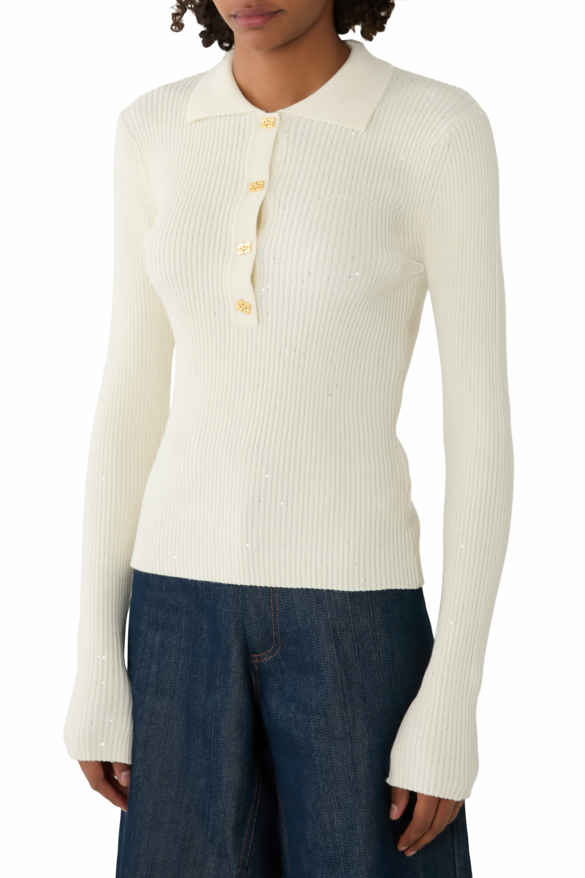 Fine Sequin Knitted Polo