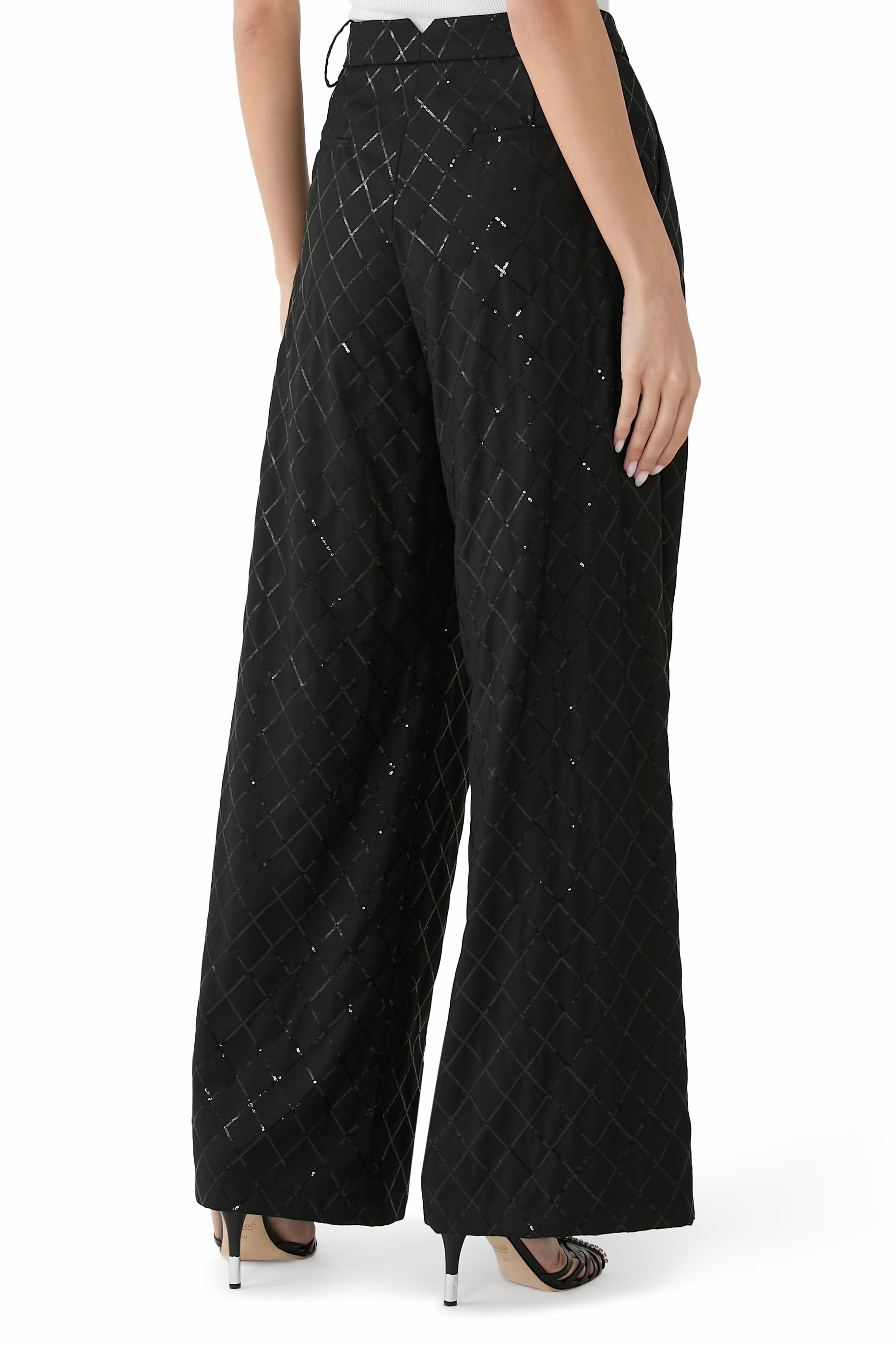 Wide-Leg Sequins Pants
