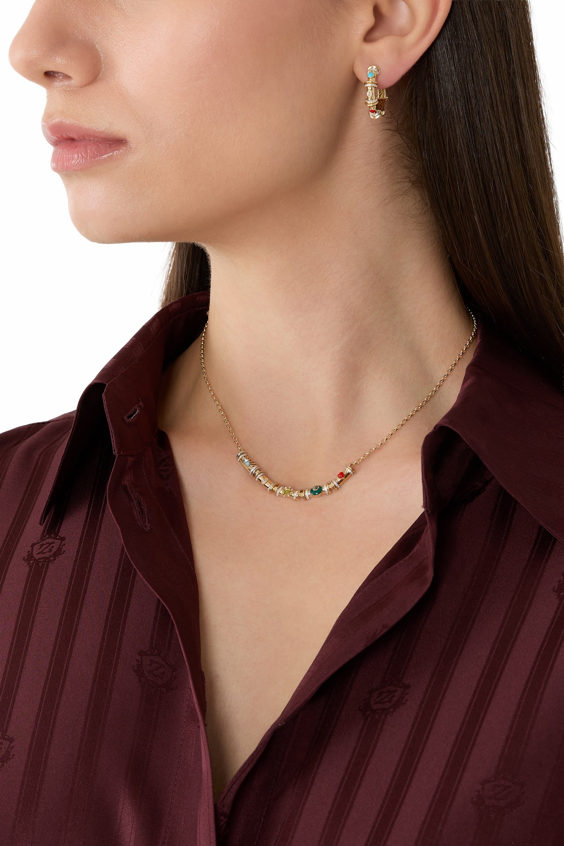 Milky Way Necklace, 18K Yellow Gold with Precious Stones