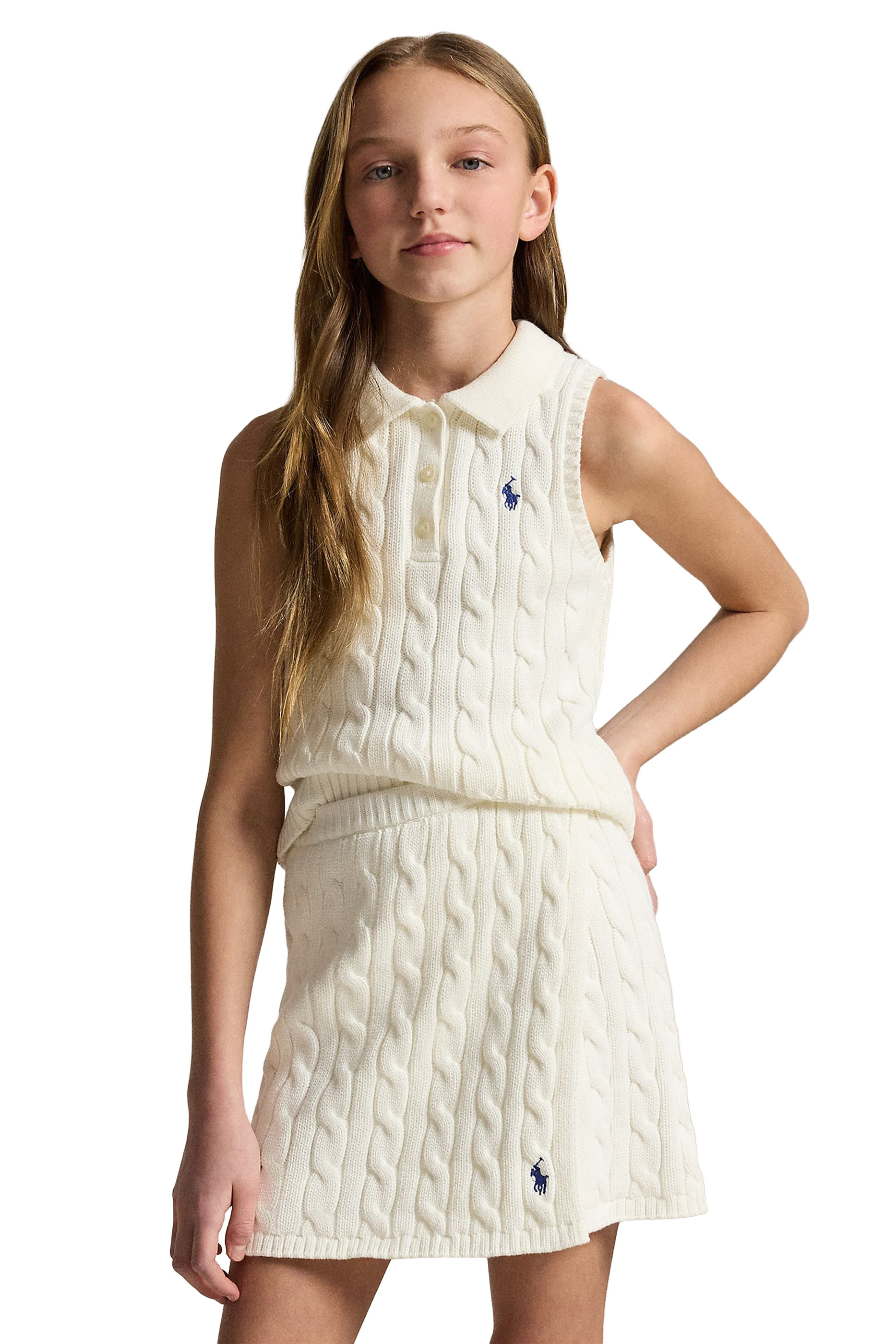 Kids  Cotton Polo Jumper & Faux-Wrap Skirt
