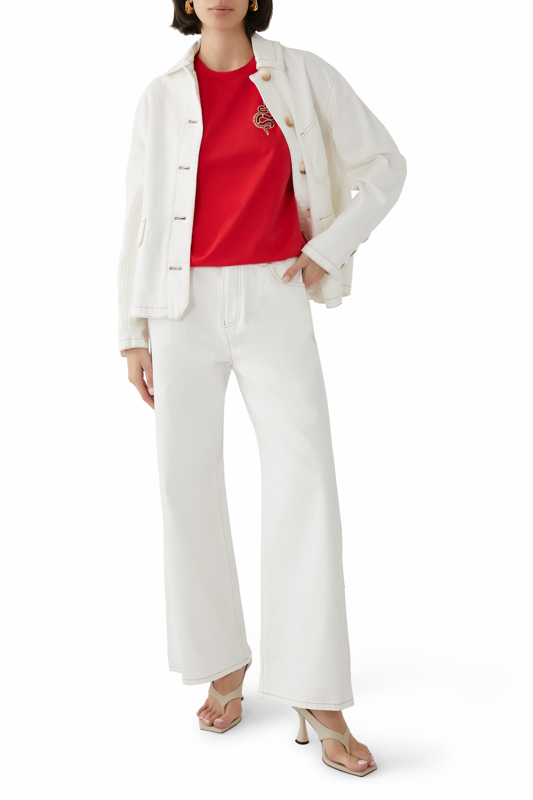 Button Down Denim Effect Jacket