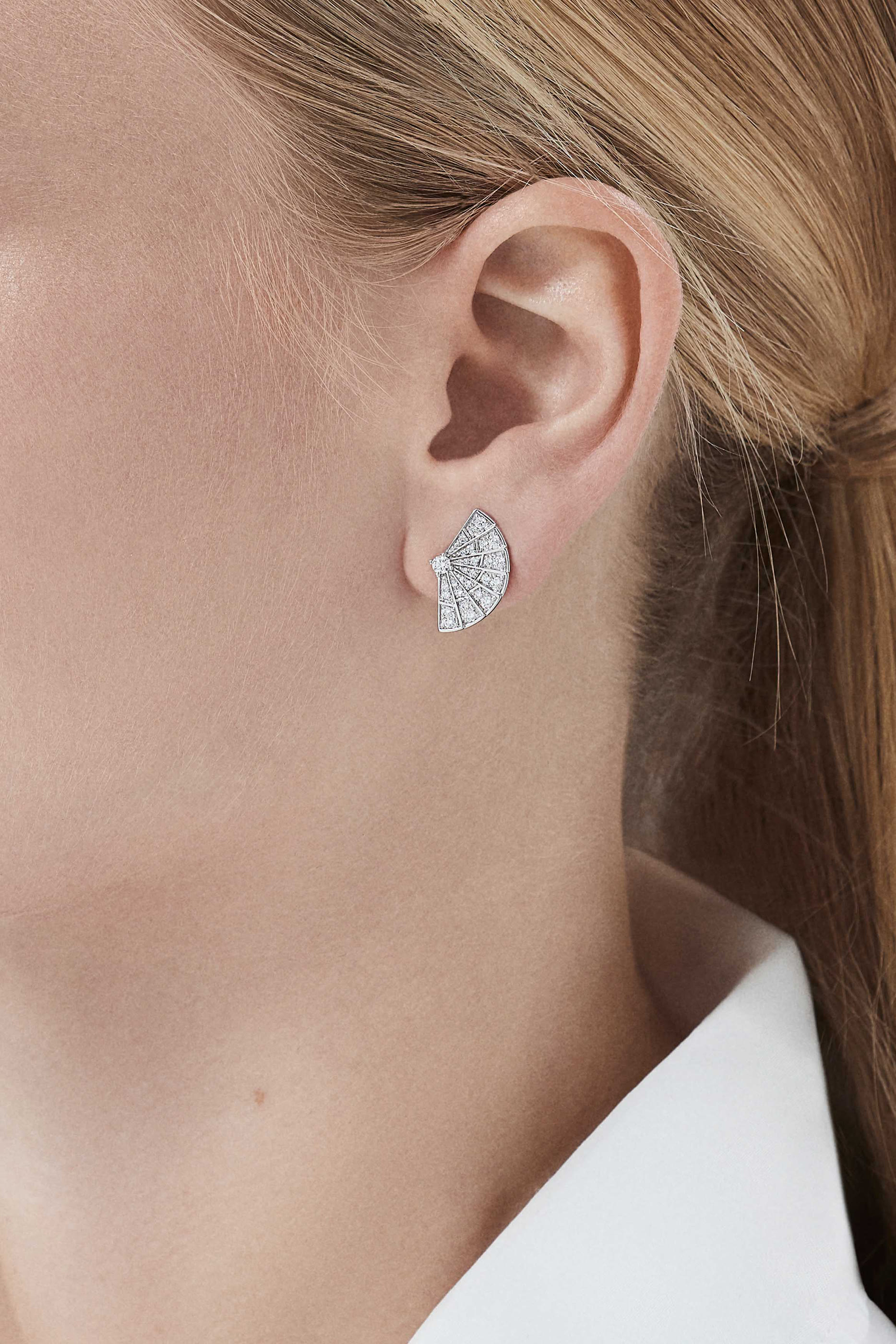 Fanfare Symphony Mini Icons Earrings, White Gold & Diamonds