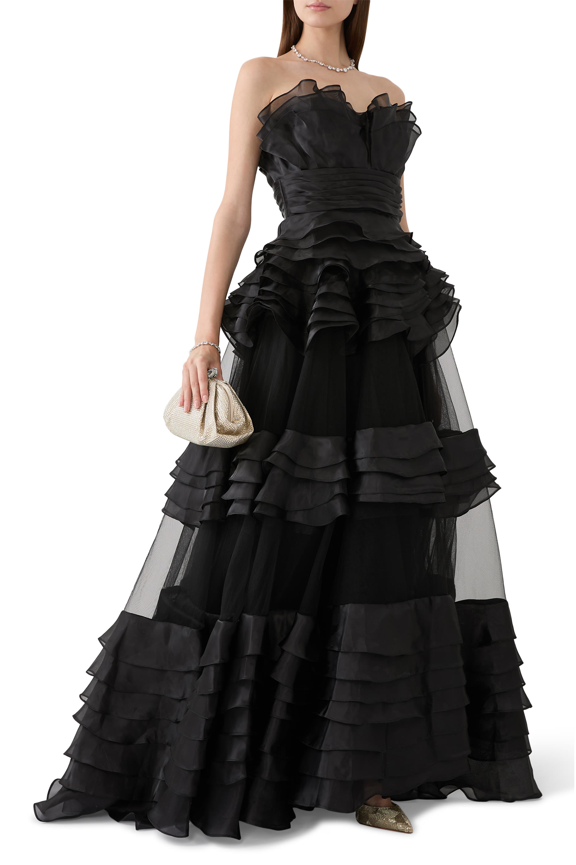 Strapless Layered Gown