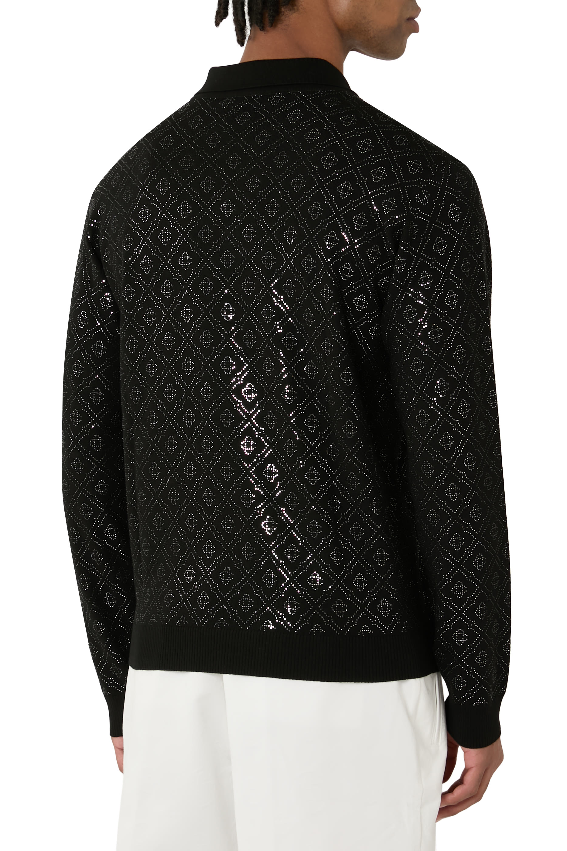 Crystal Monogram Knit Polo Shirt