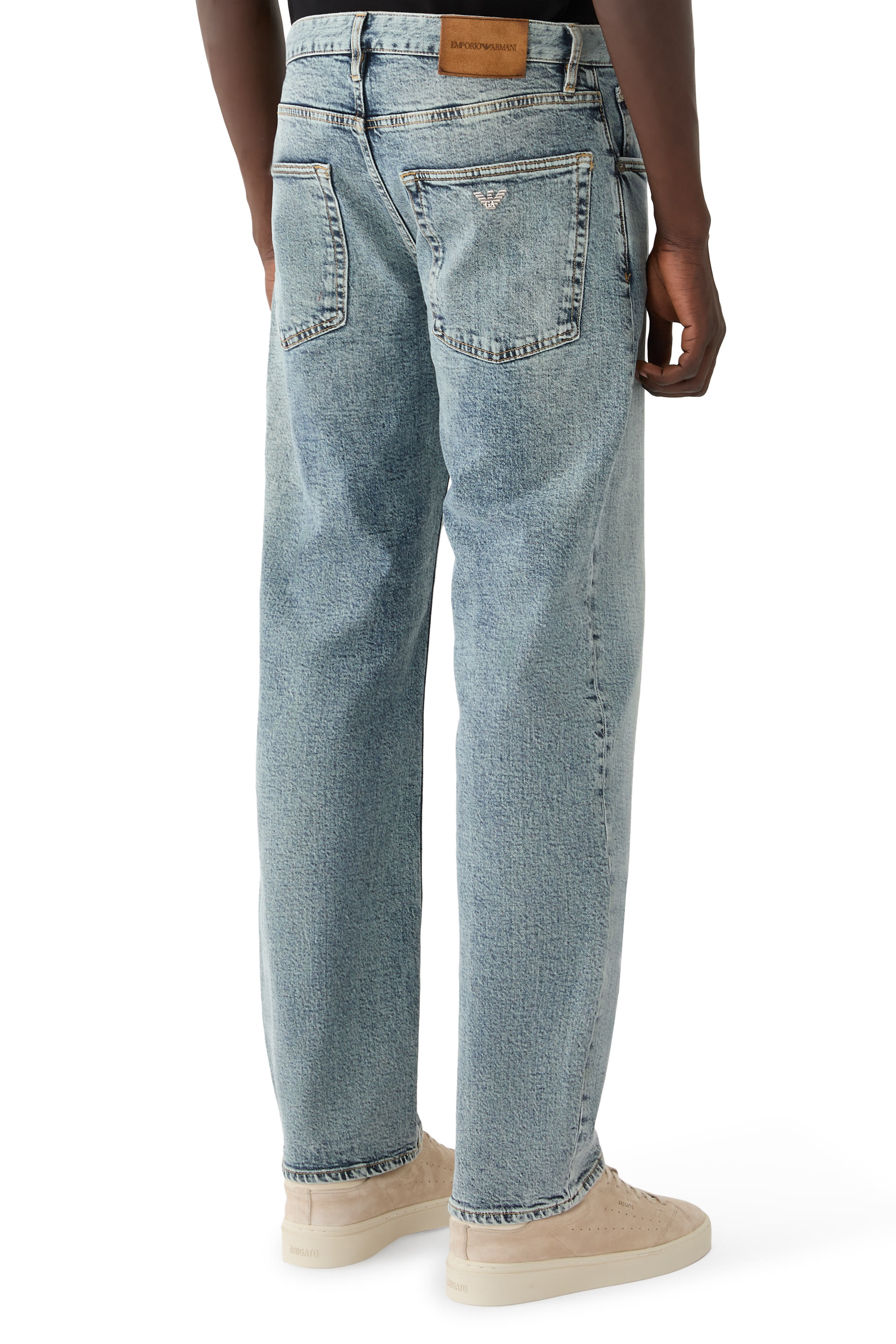 Whiskering Five-Pocket Jeans
