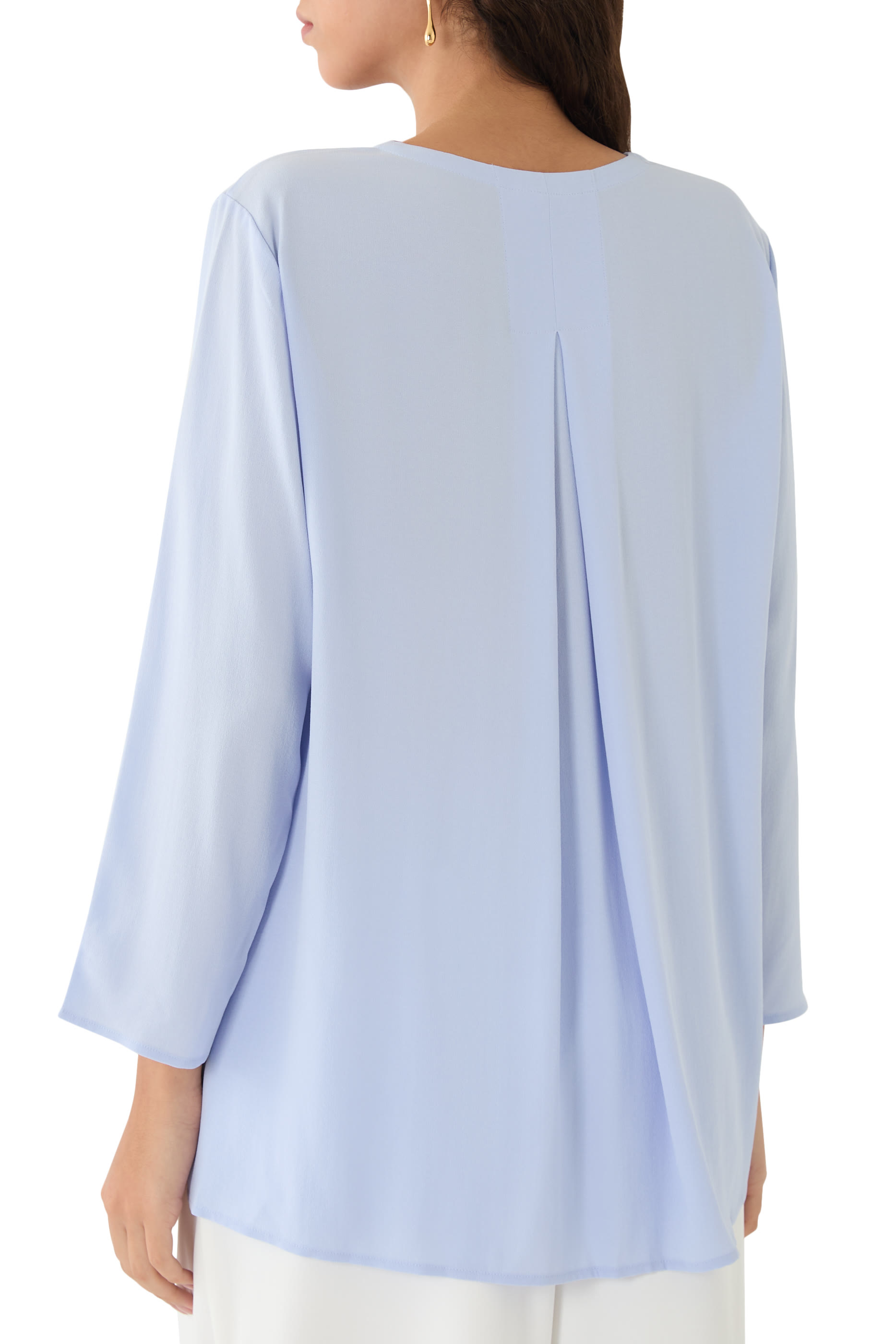 Silk Georgette Crepe Keyhole Top
