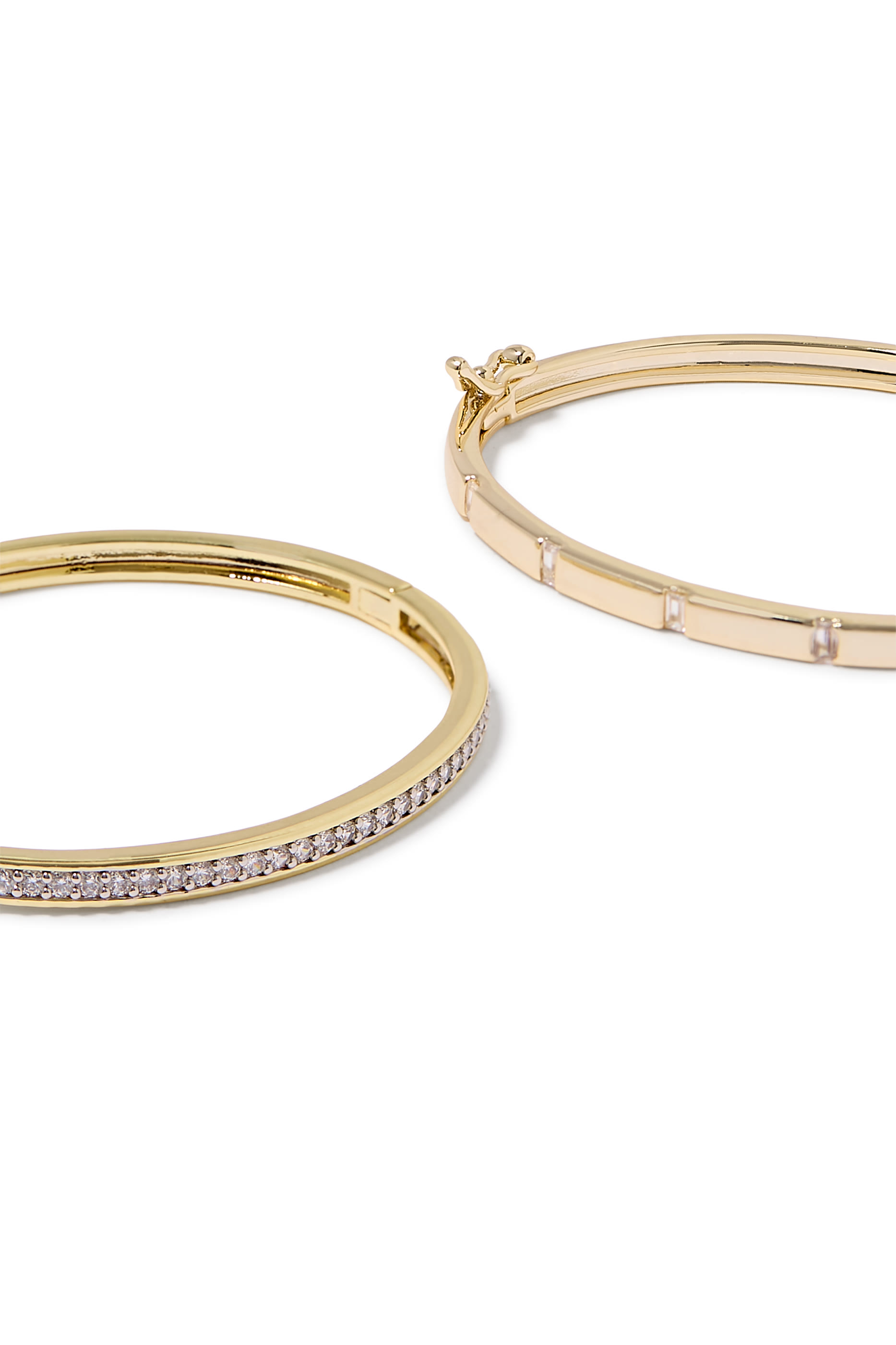Pave Bangle and Station CZ Bangle Set