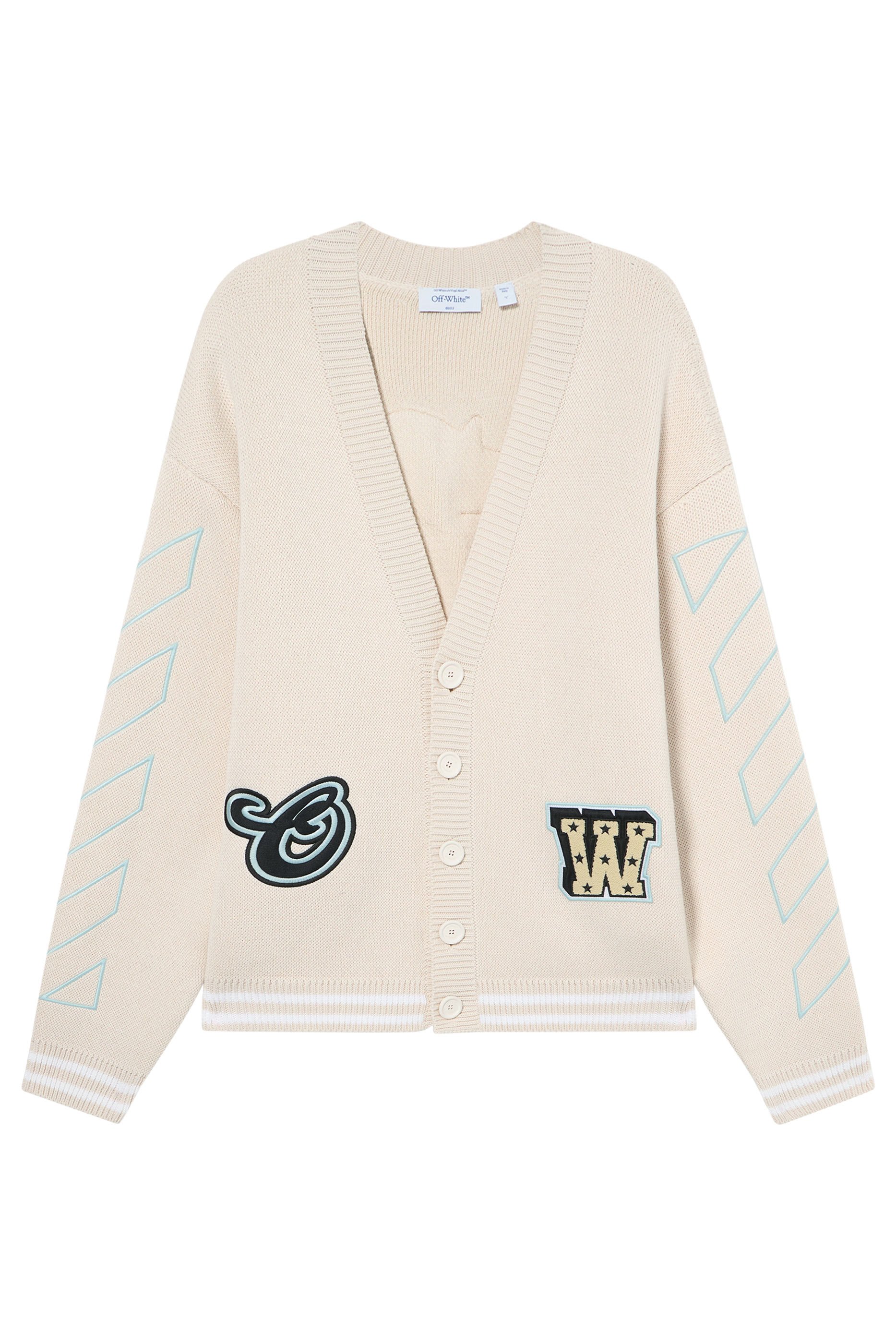 Star Logo Diagonal Varsity Knit Cardigan