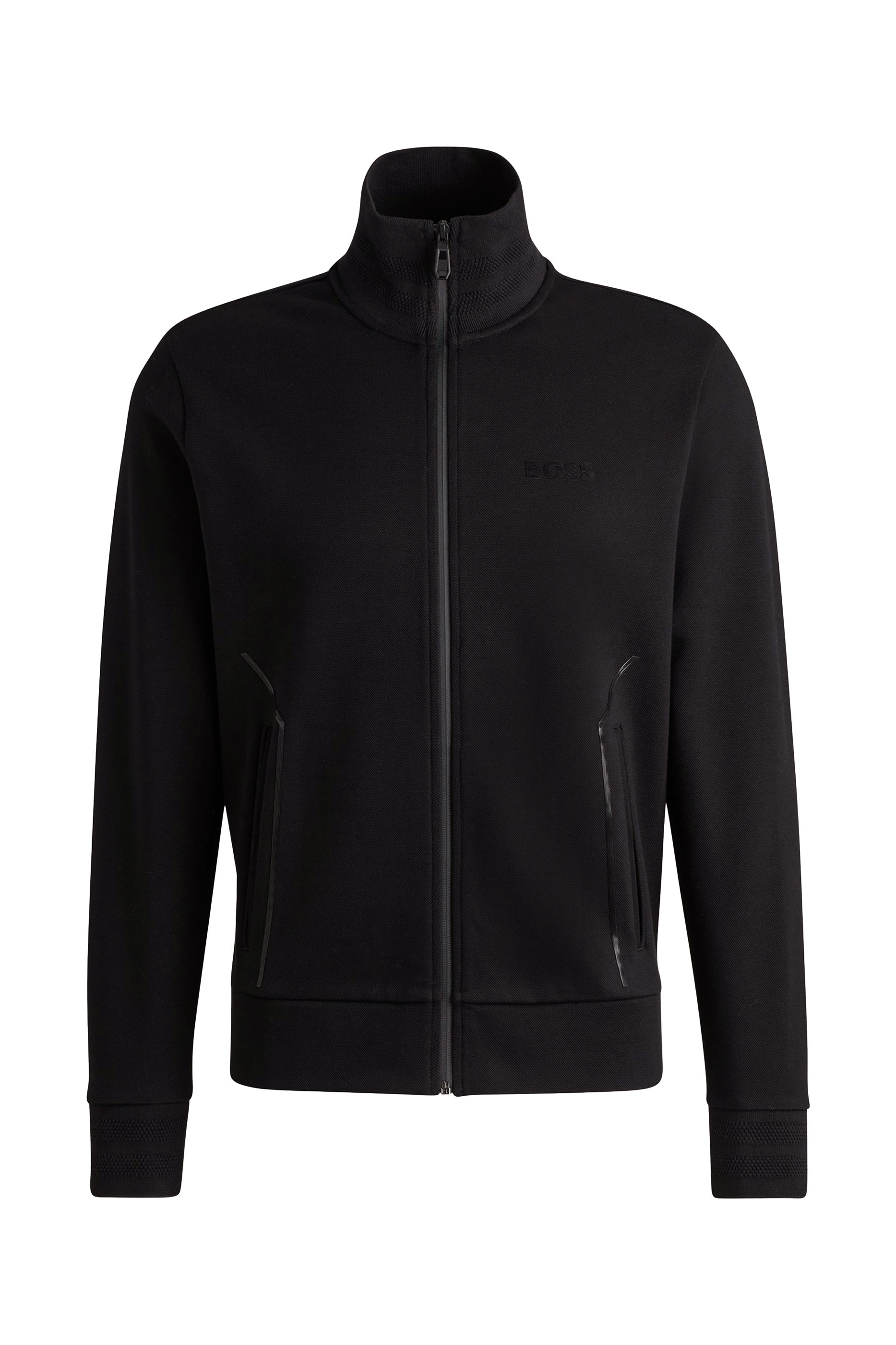 Sweatshirt with Jacquard Collar and Cuffs