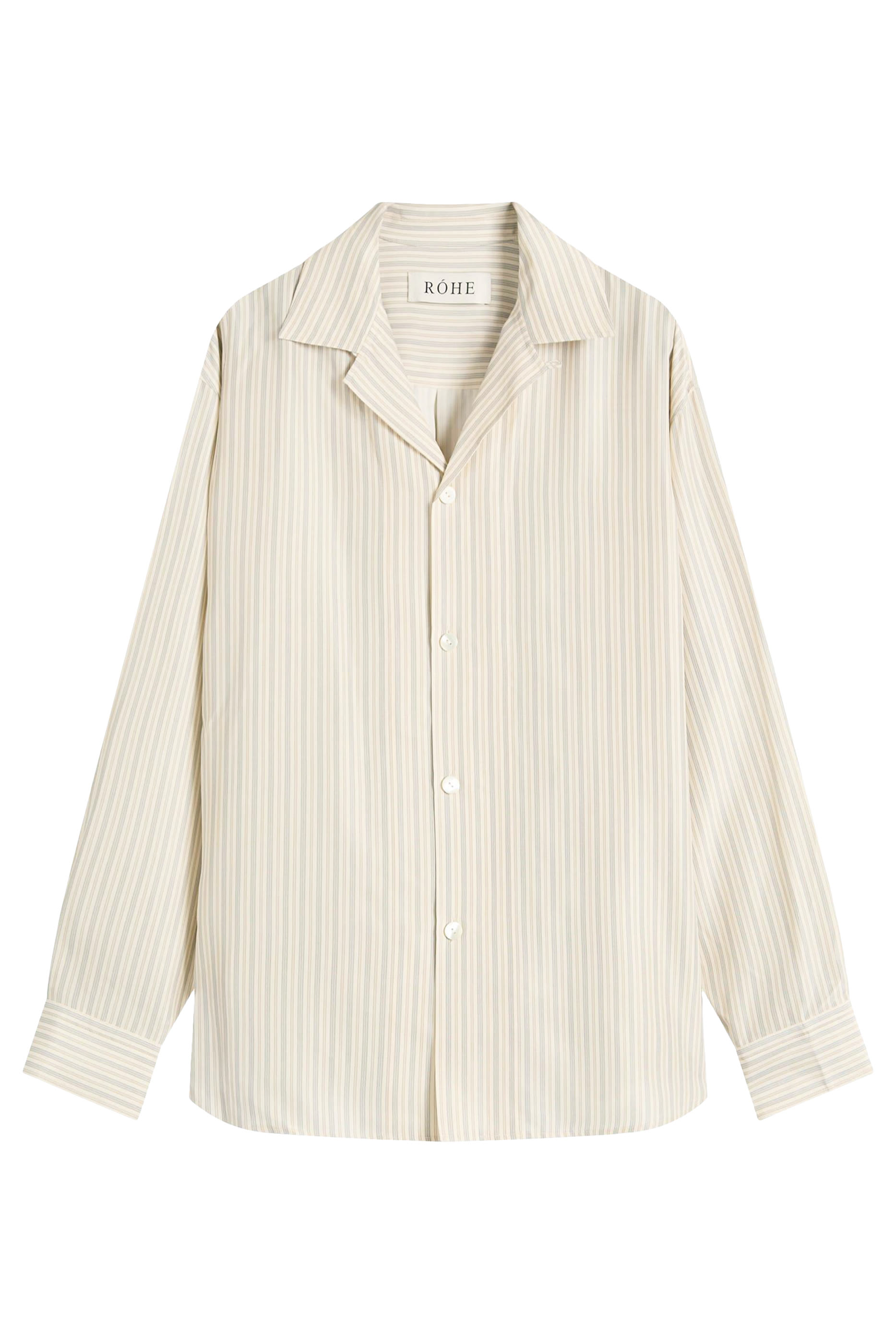 Oversized Camp Collar Long Sleeve Silk Shirt