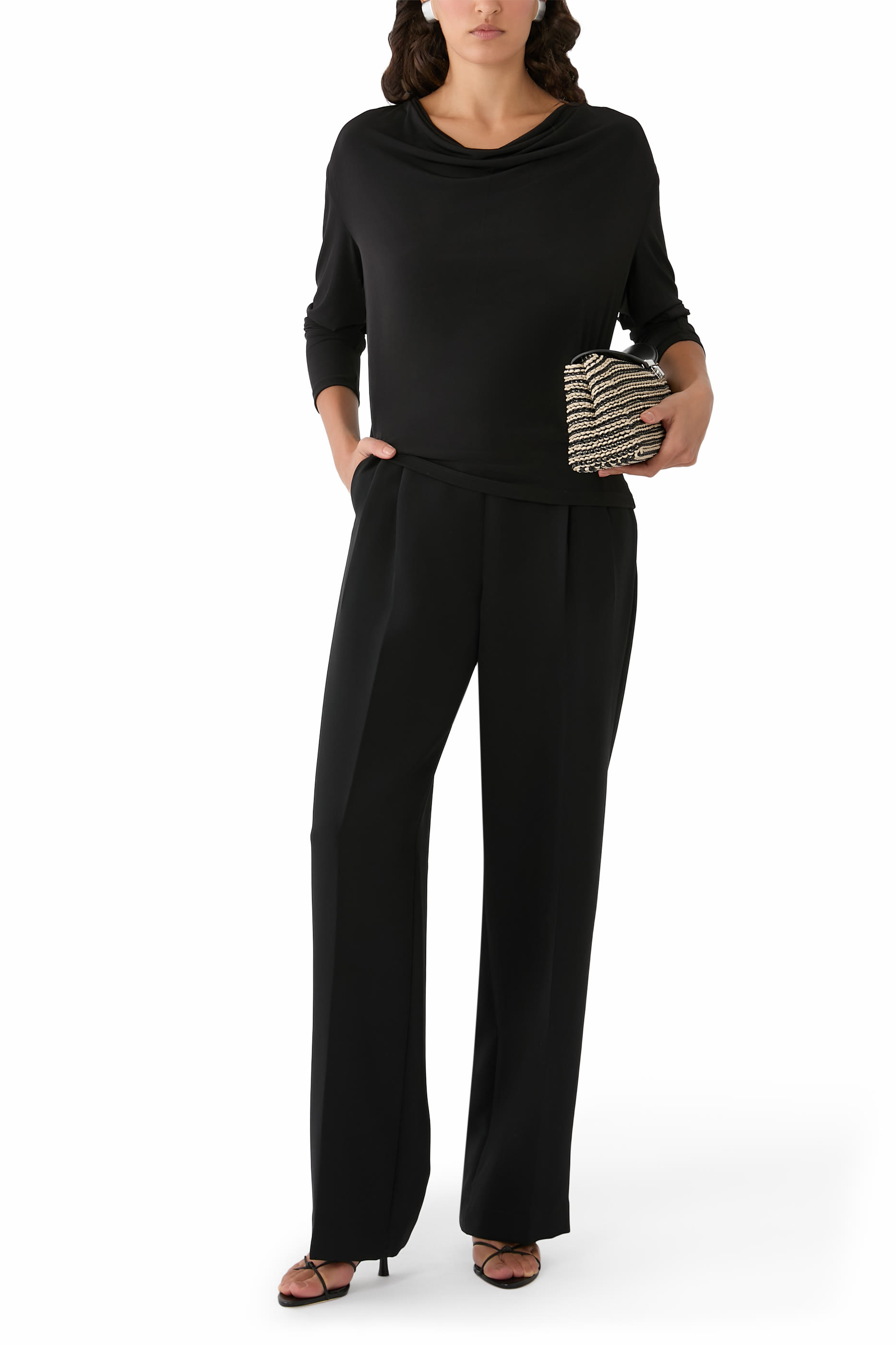  Matte Jersey Cowl-Neck Top