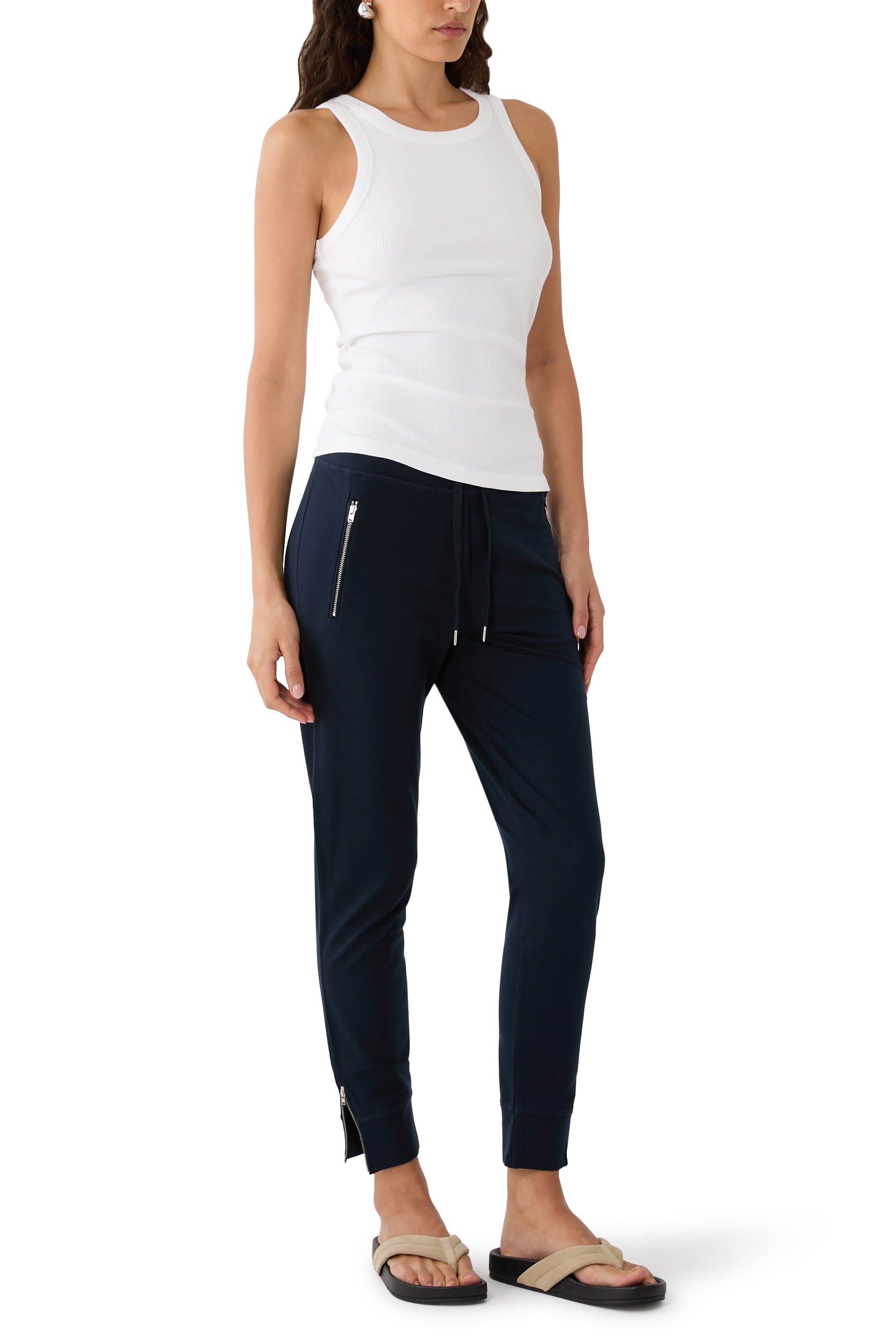 Organic Cotton Zip Detail Slim Jersey Joggers