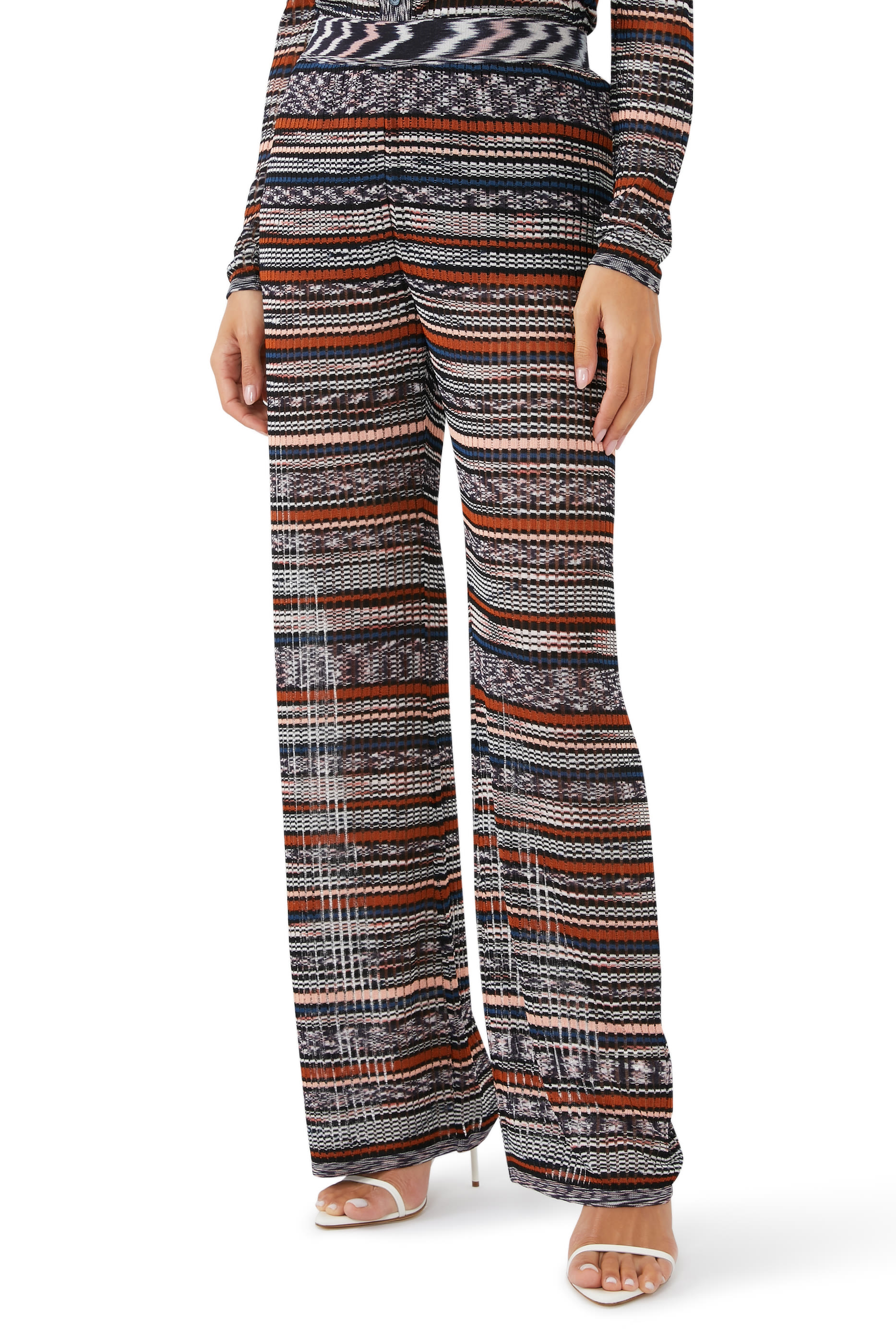 Space Rib Knit Flare Pants