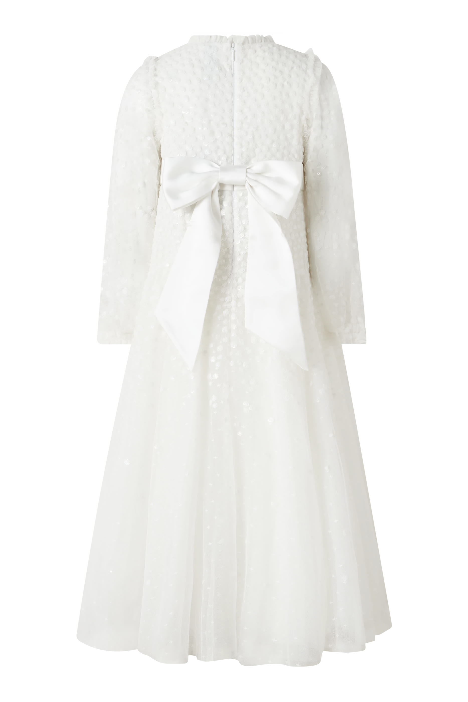 Kids Dappled Sequin Long Sleeves Gown