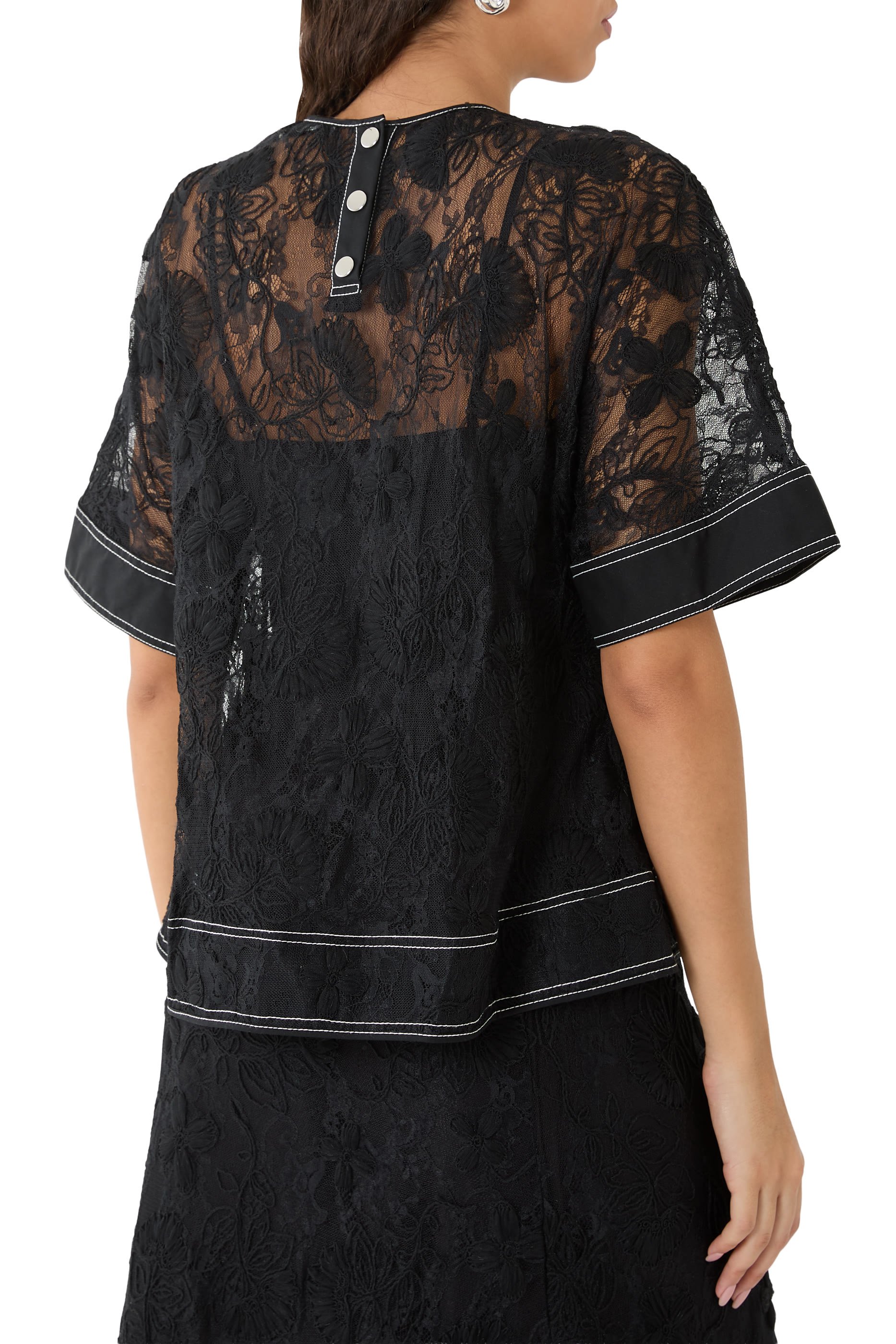 Dimensional Lace Flounce Top