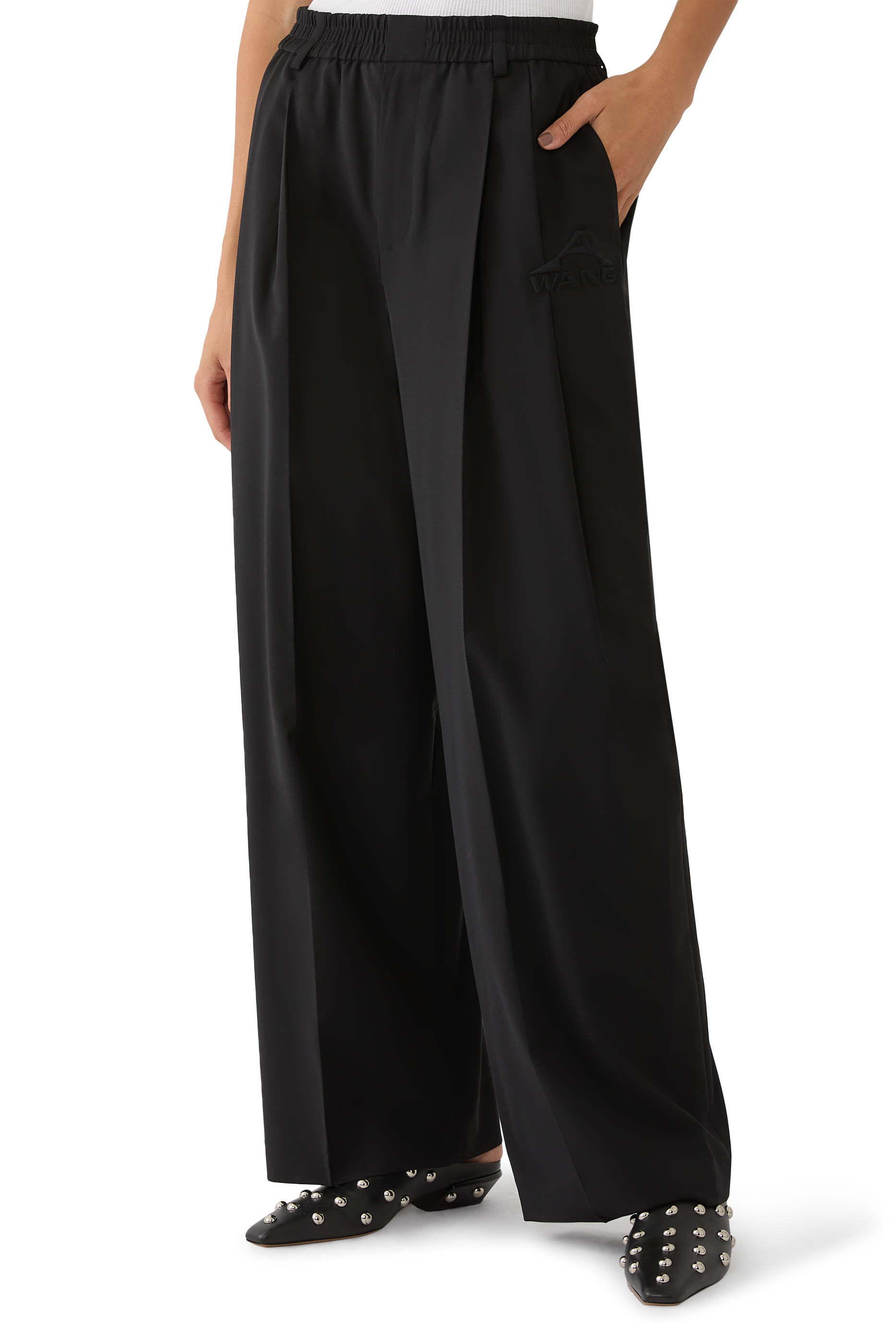 Tropical Wool Mid-Rise Balloon Pants