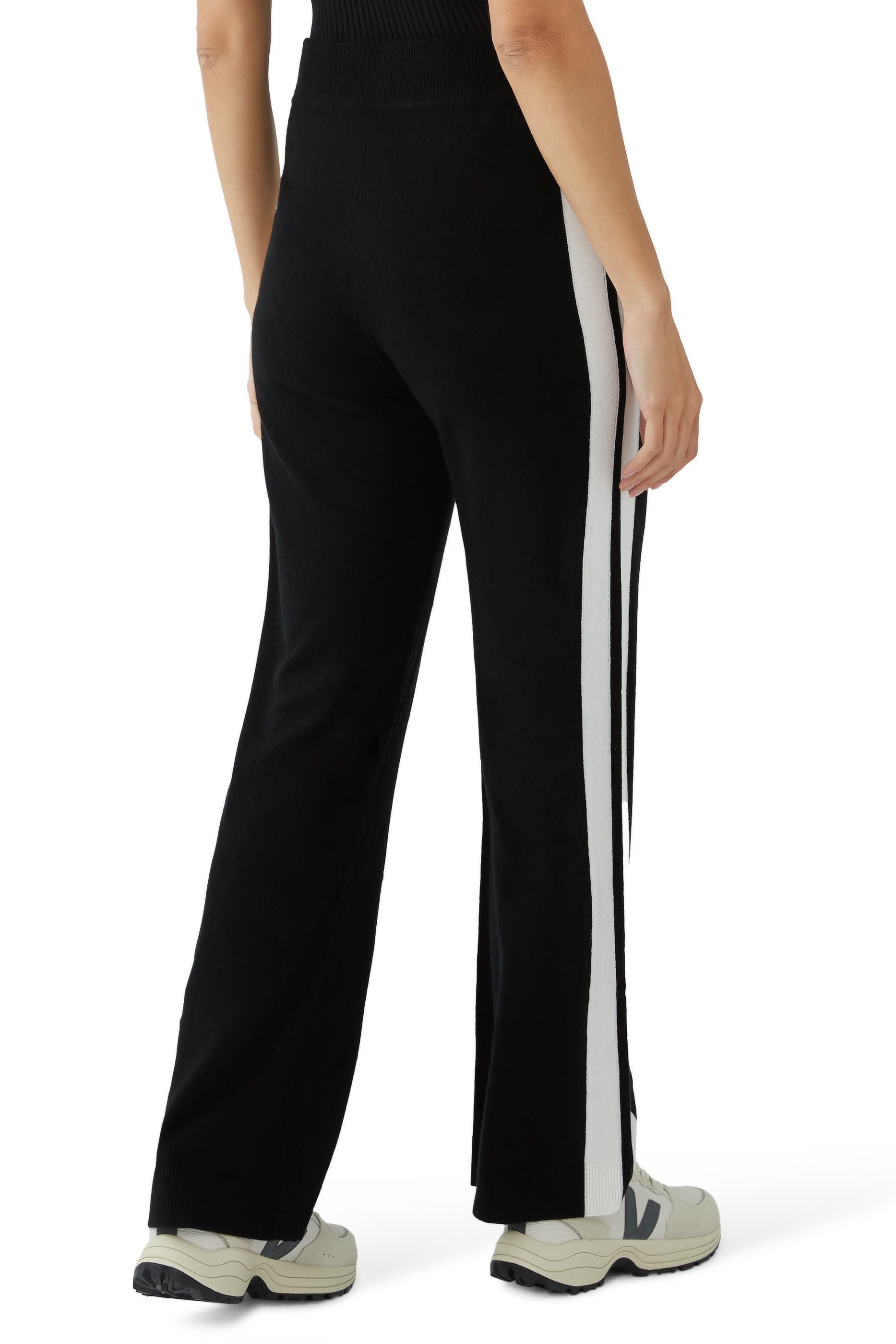 Side Stripe Wide Leg Cashmere Trousers