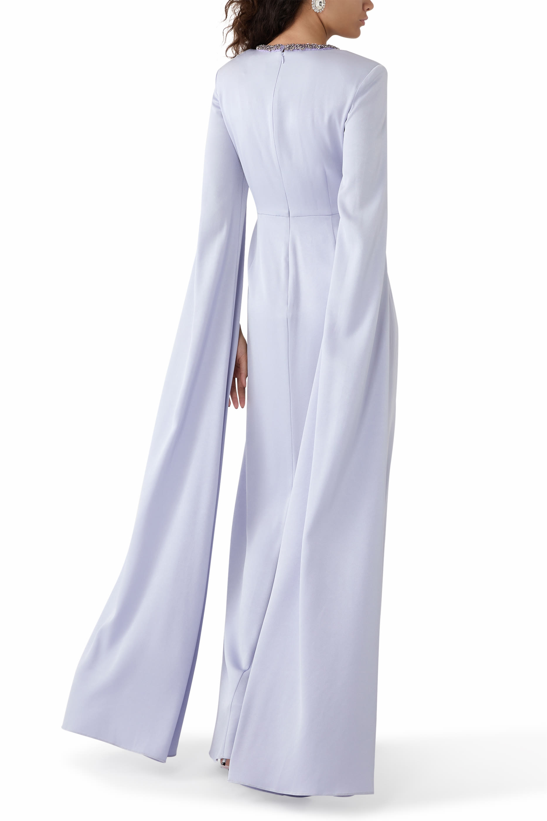 Cape Sleeve Embellished Gown