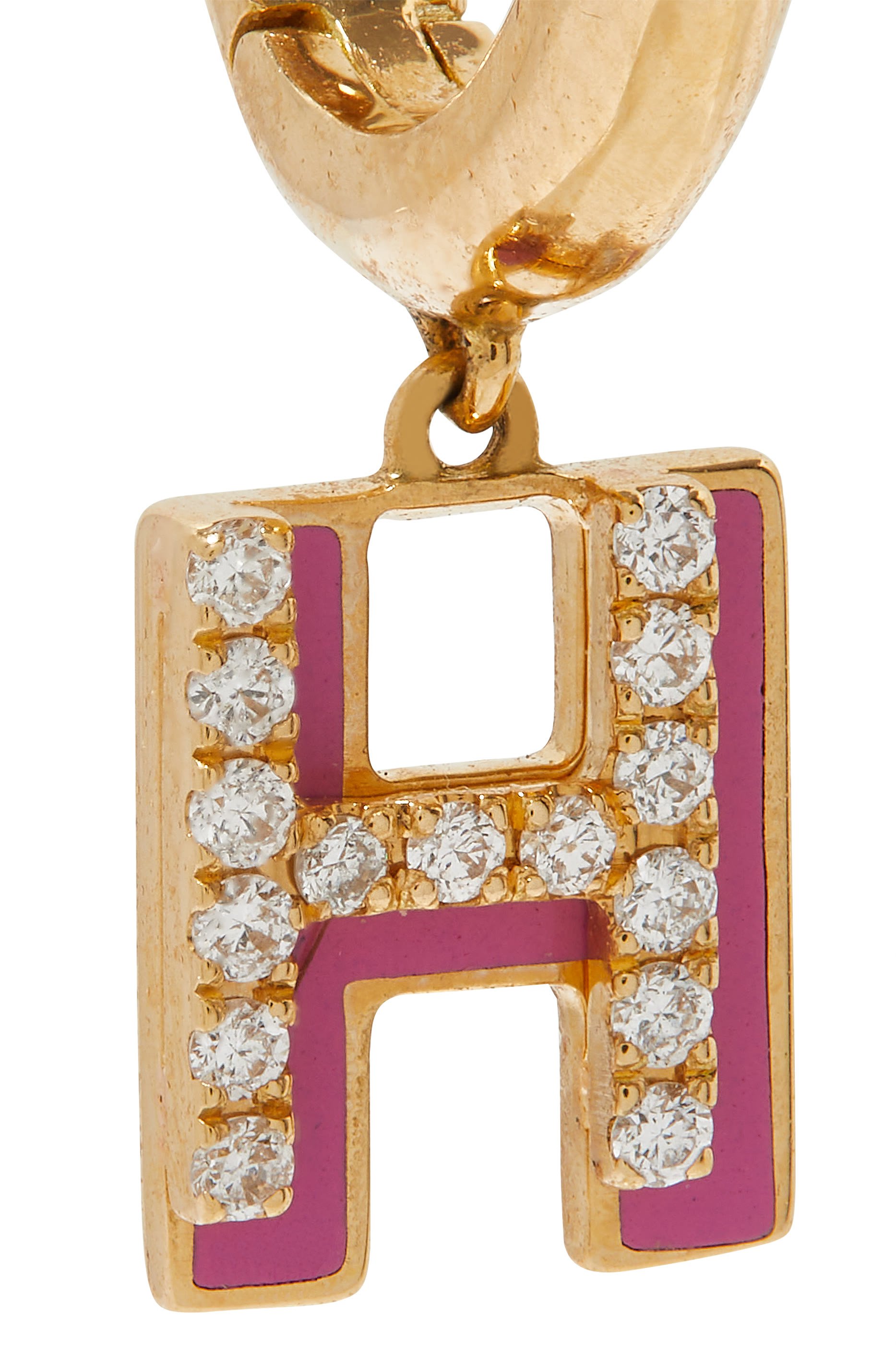 H Huggie Earring, 18k Yellow Gold & Diamonds