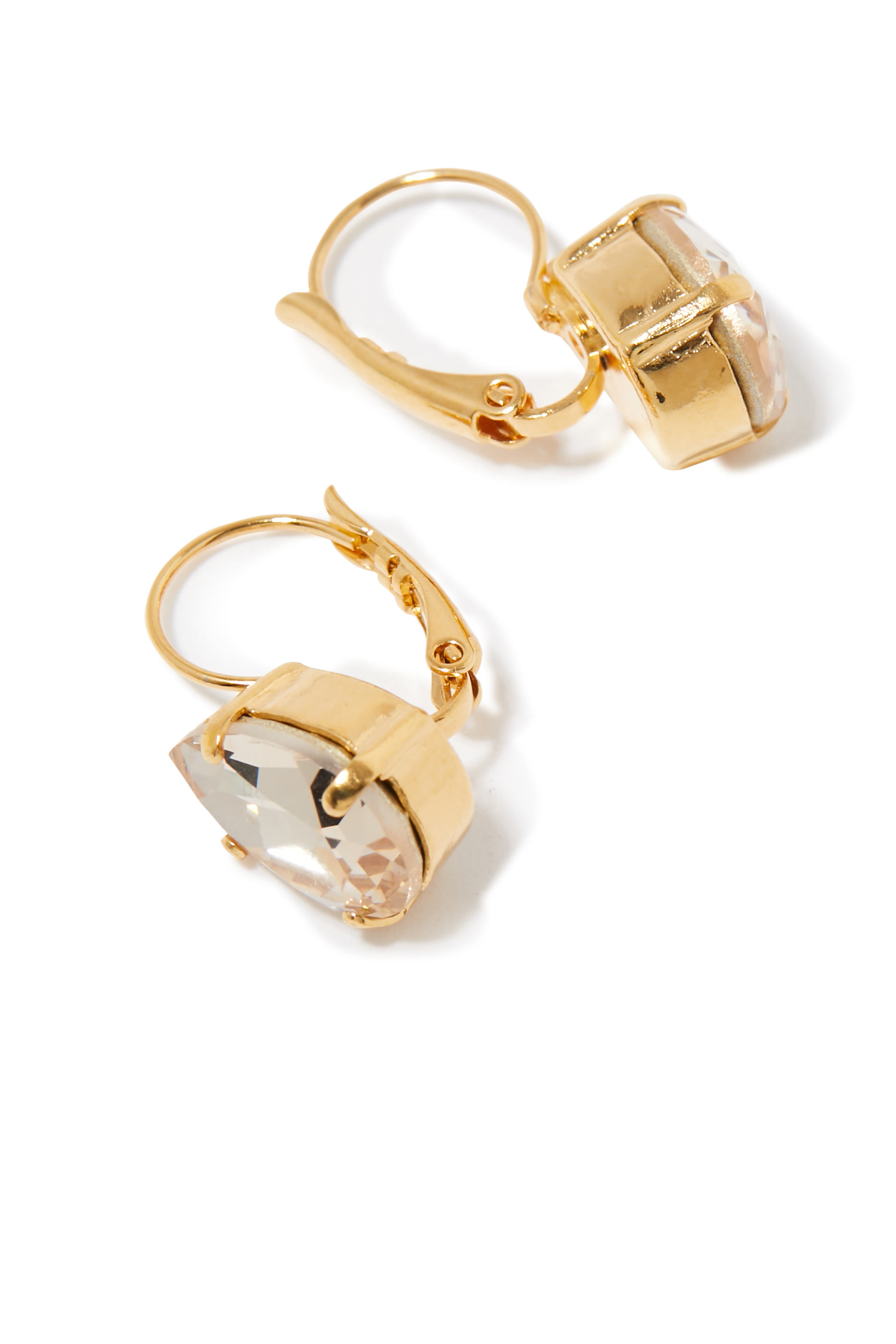 Mini Drop Clasp Earrings, 18K Gold Plating & Crystals
