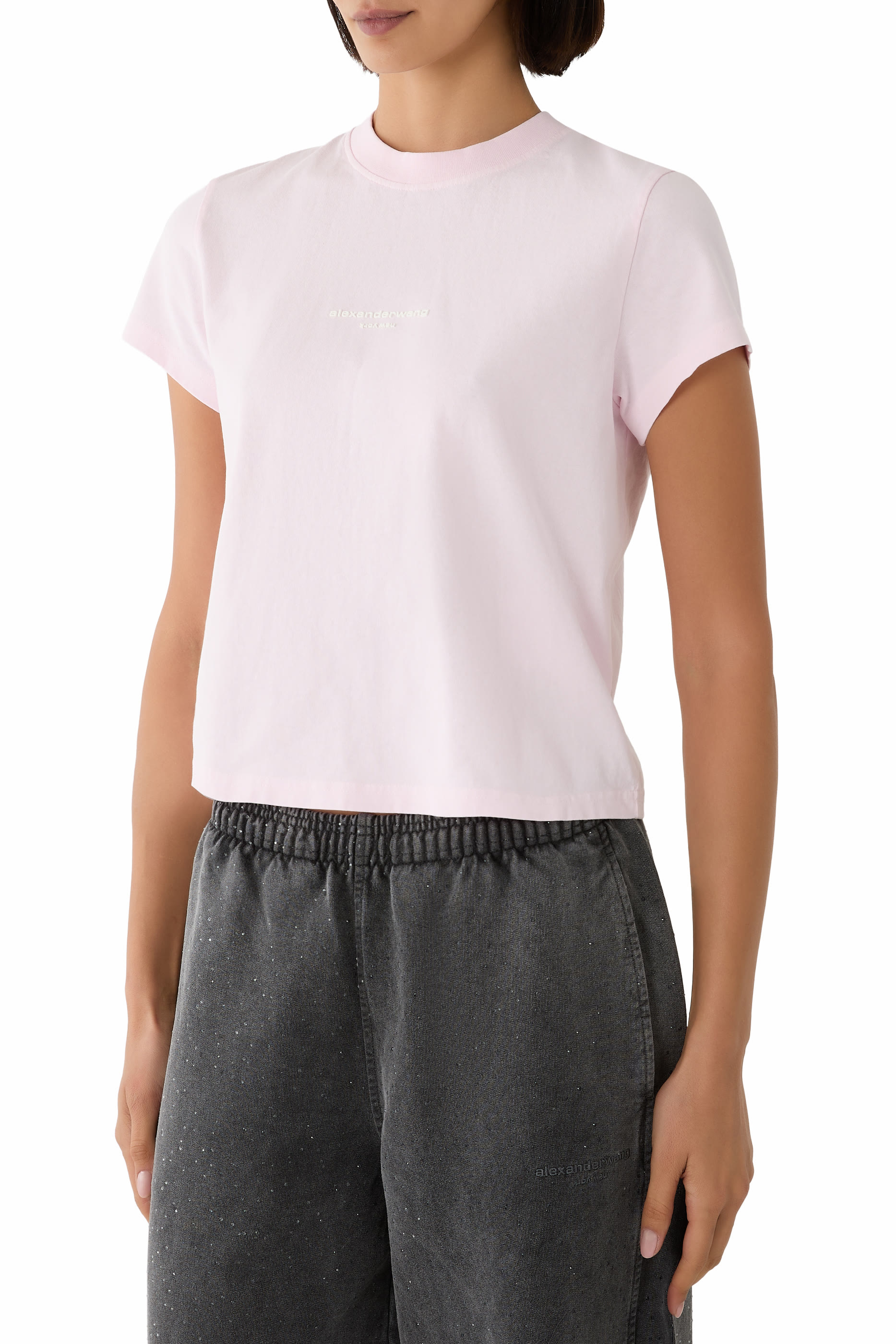 Logo Print Shrunken Short Sleeve T-Shirt 