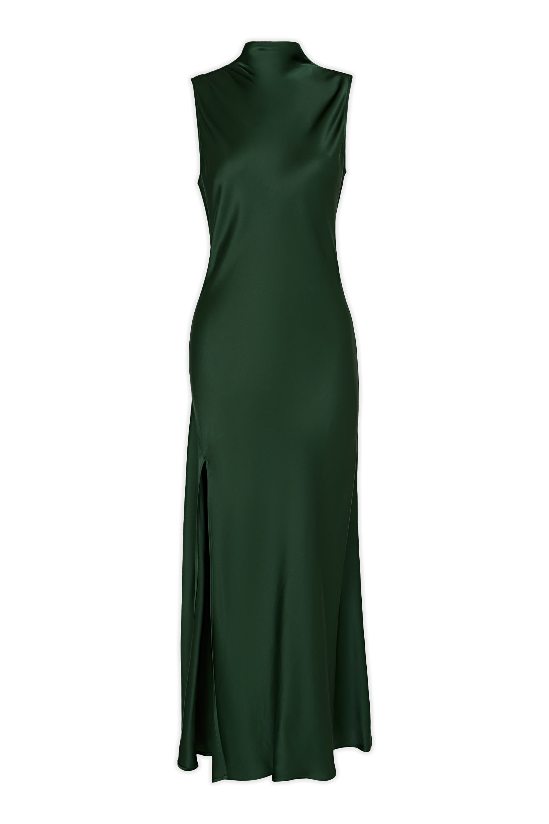 Satin Drape Neck Sleeveless Gown