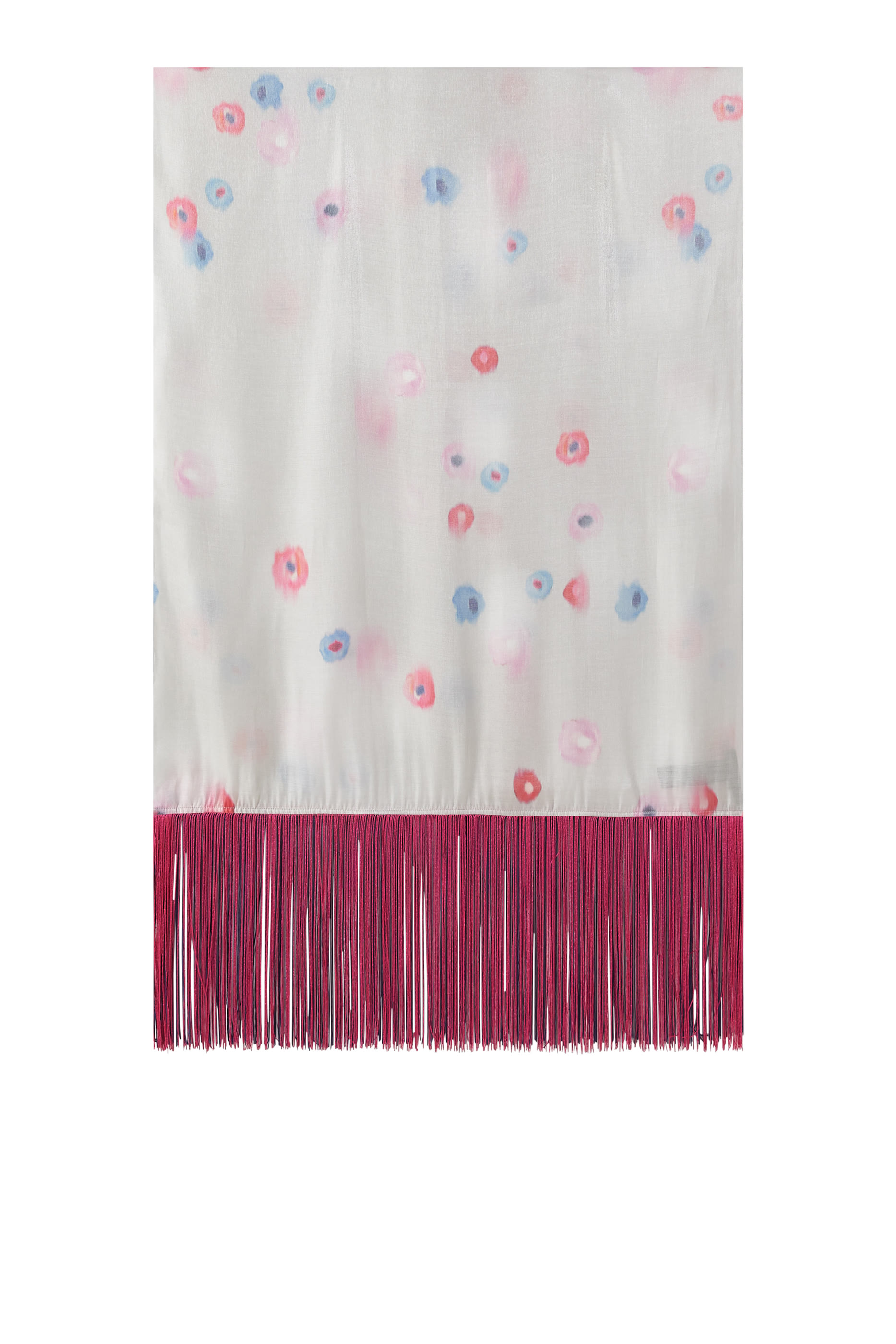 Floral Print Fringed Scarf