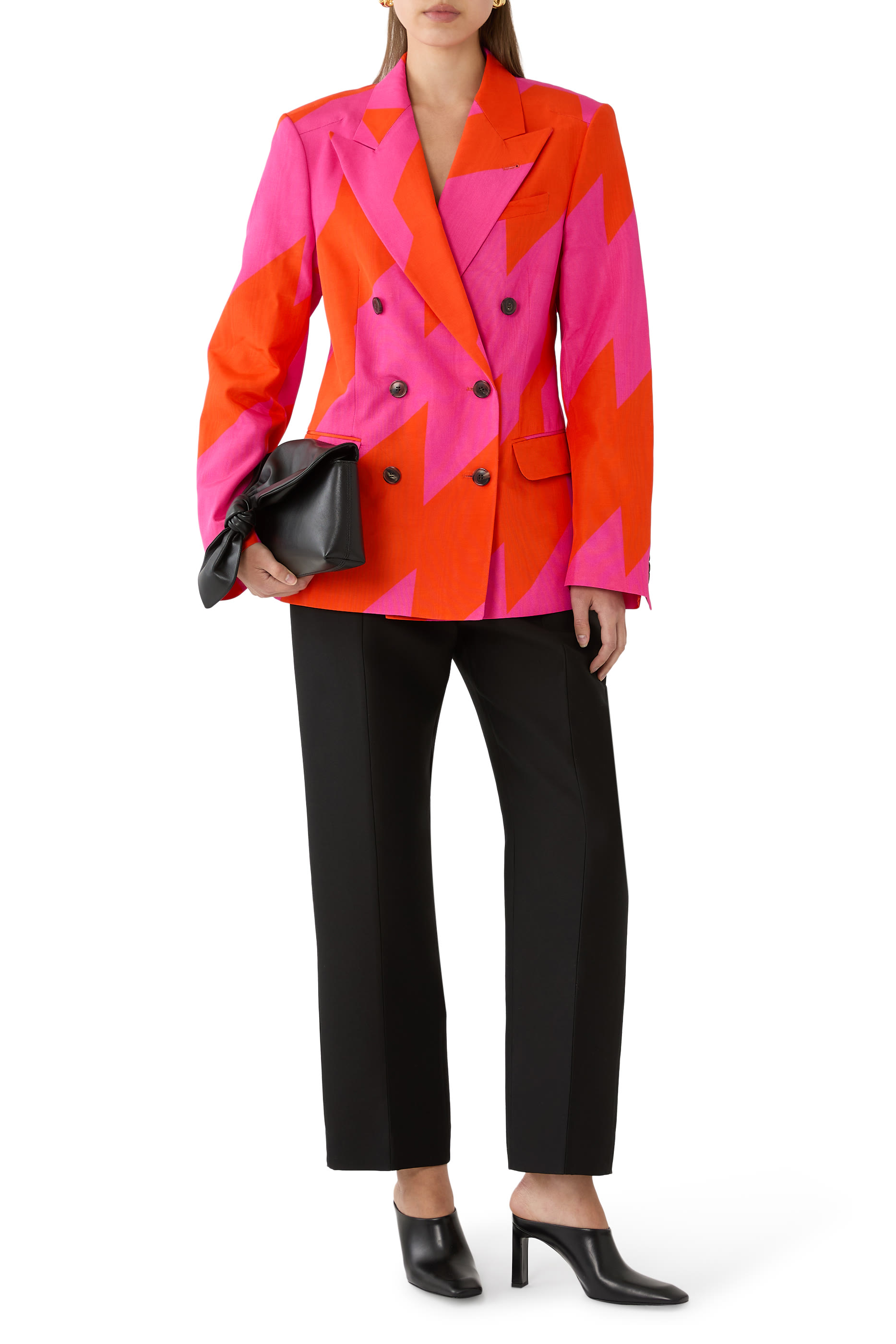 Double-Breasted Moir&eacute; Blazer