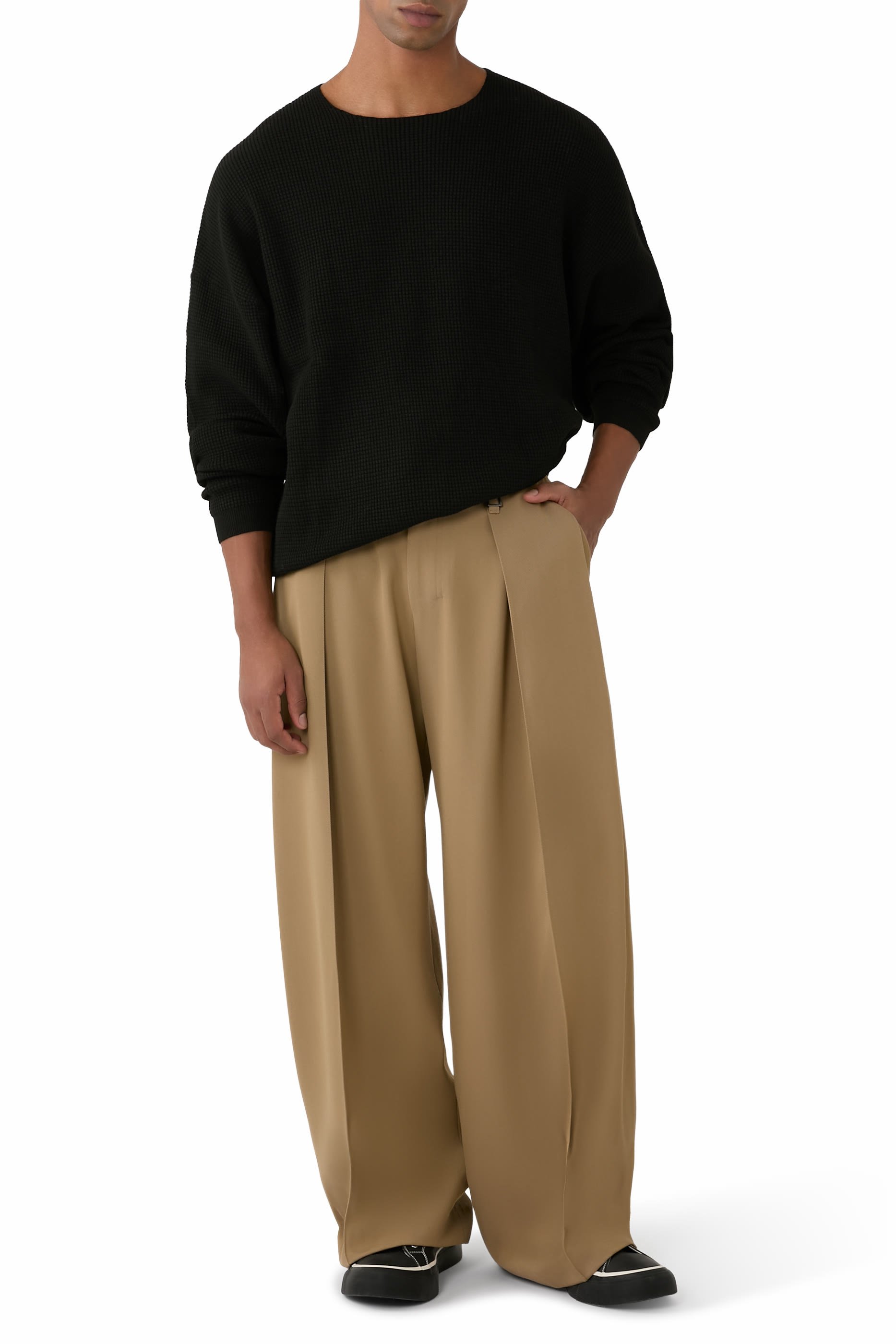 Essentials Waffle Crewneck 90s Sweater 