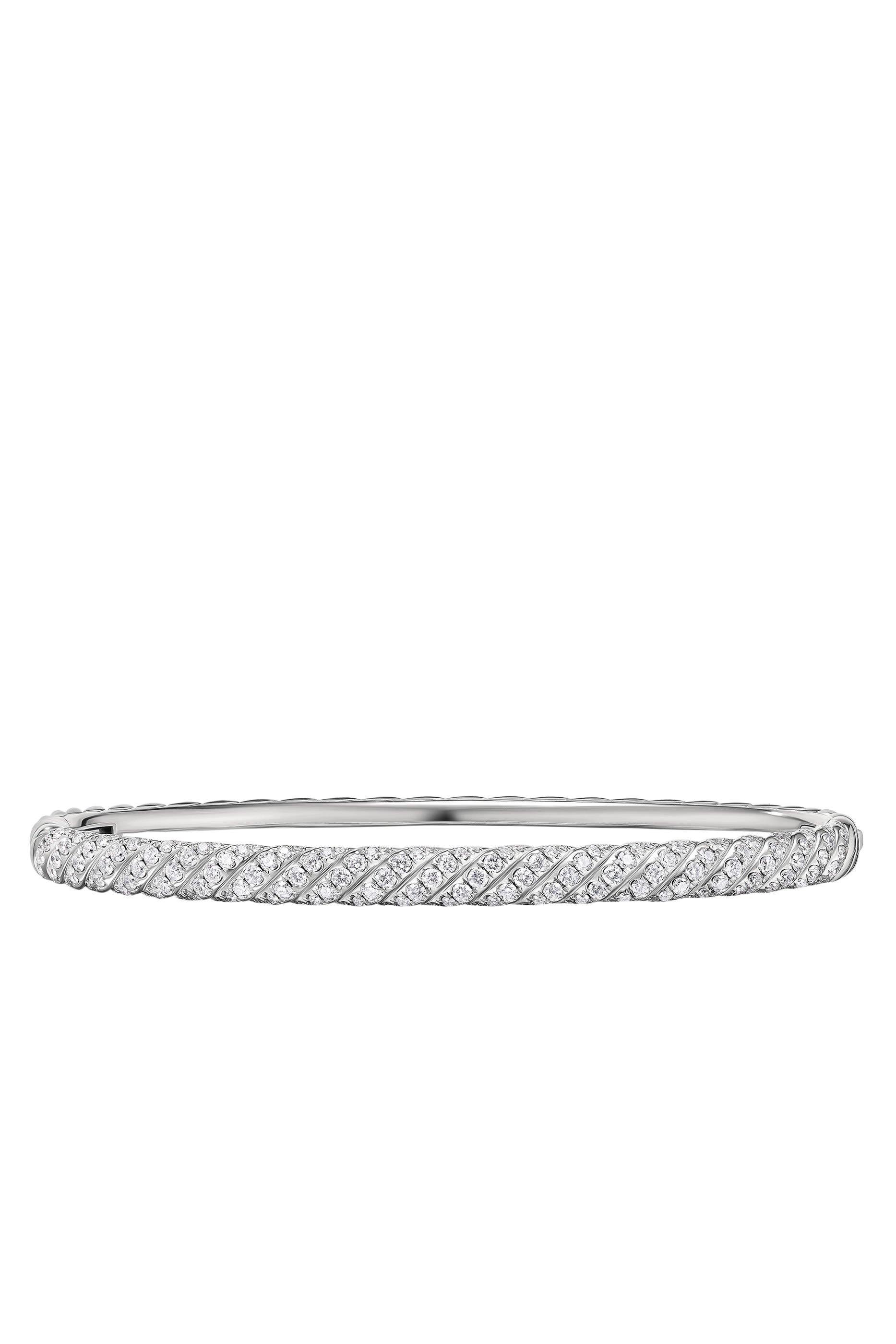 Sculpted Cable Bangle Bracelet, 18k White Gold & Diamonds