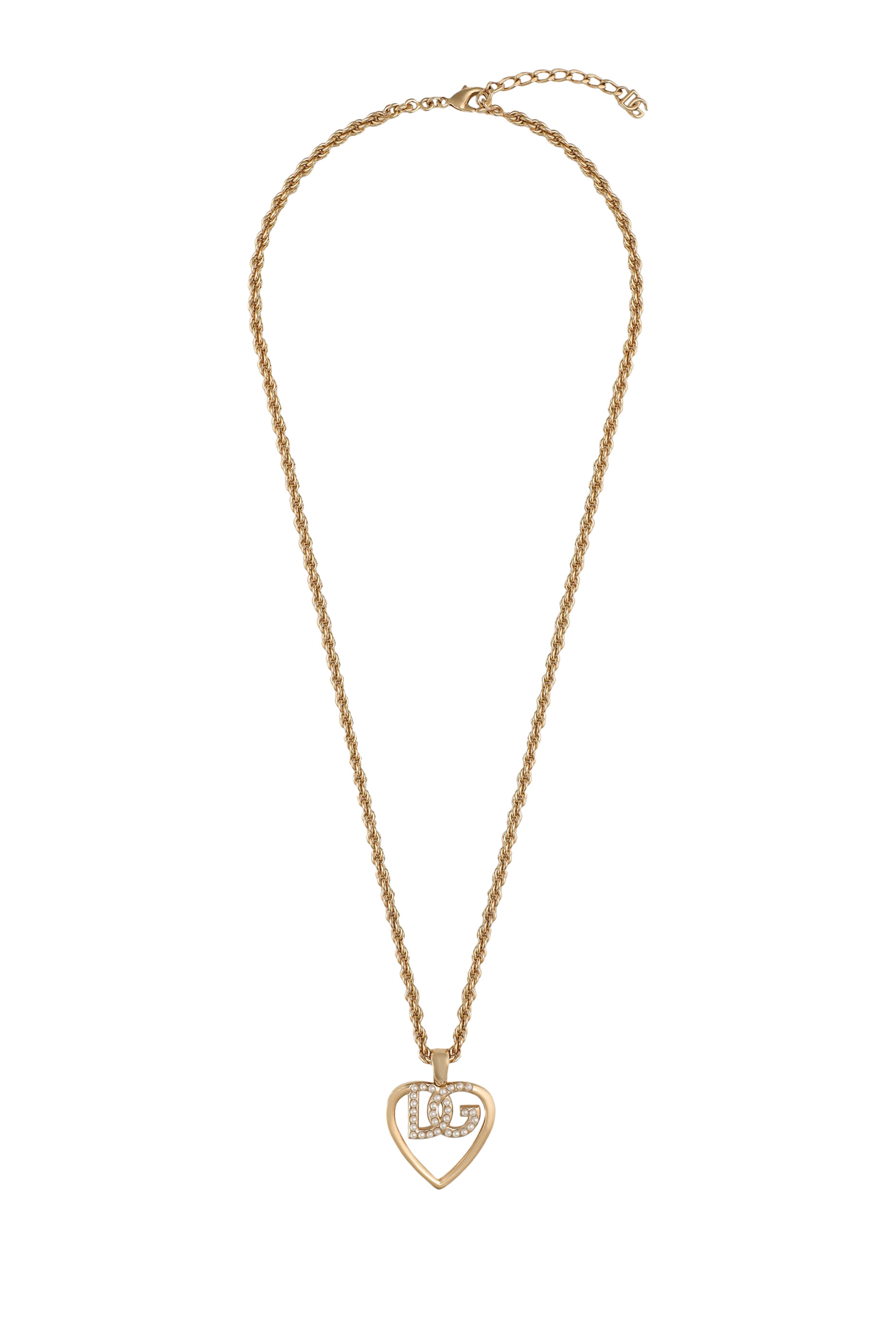 DG Logo & Heart Pendant Necklace