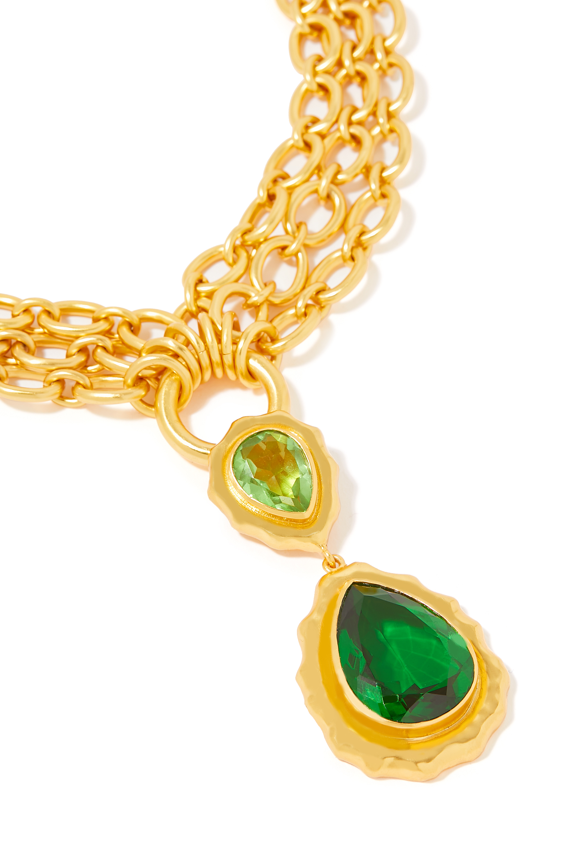 Paulina Necklace, 24k Gold-Plated Brass & Green Peridot Quartz