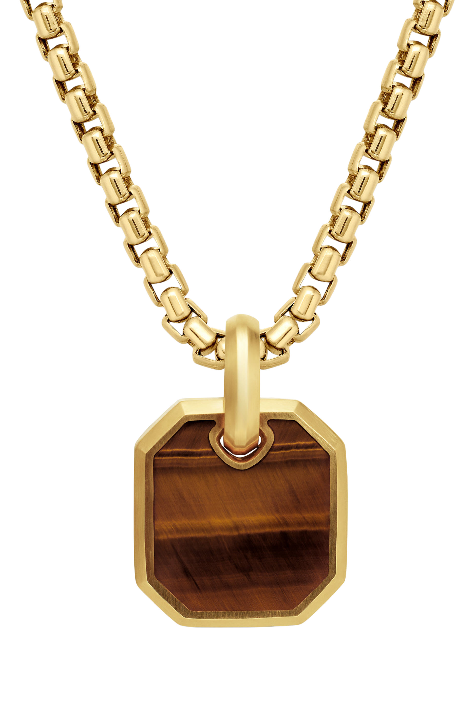 Octagonal Amulet, 18K Yellow Gold & Tiger's Eye