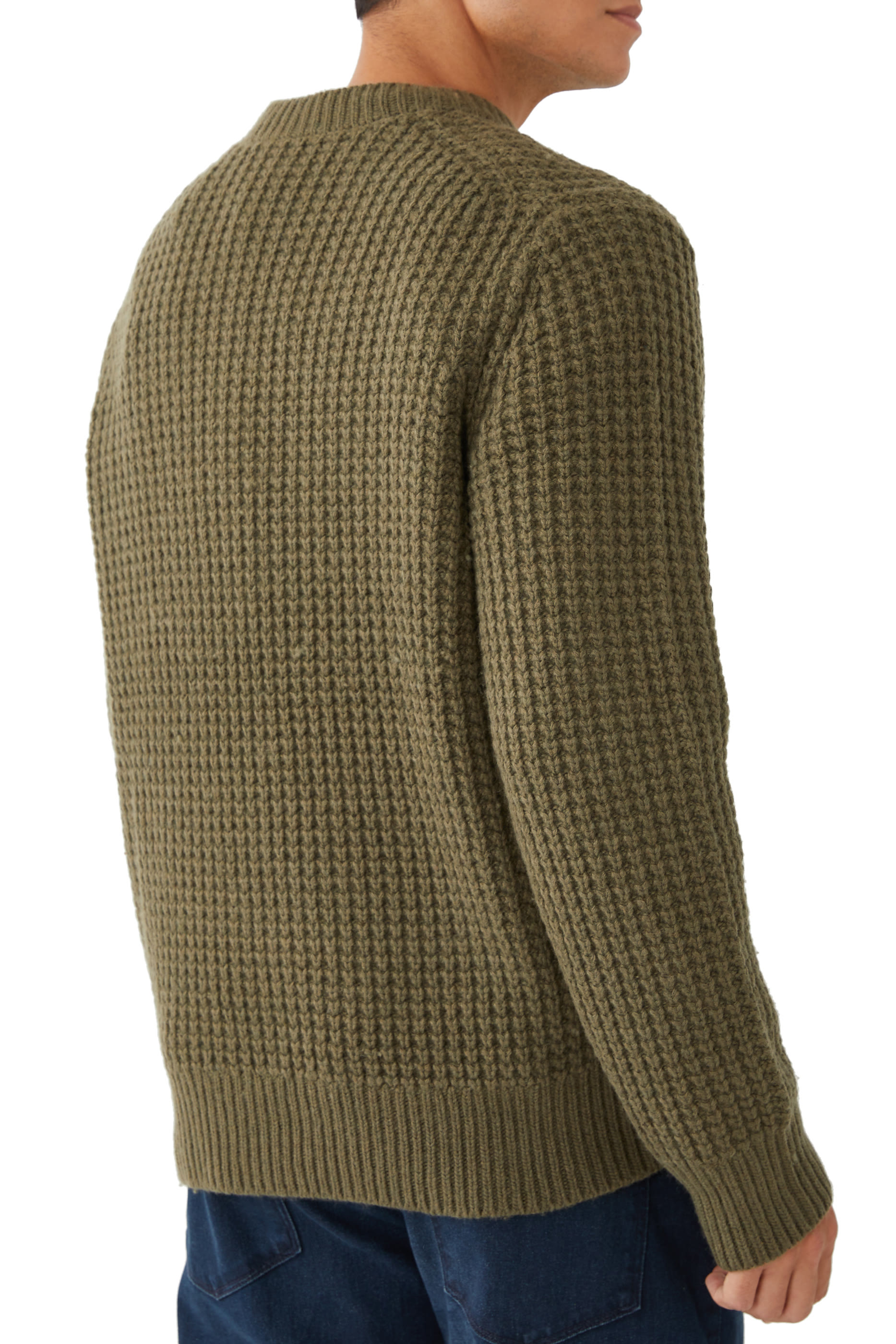 Macro-Waffle Crewneck Sweater