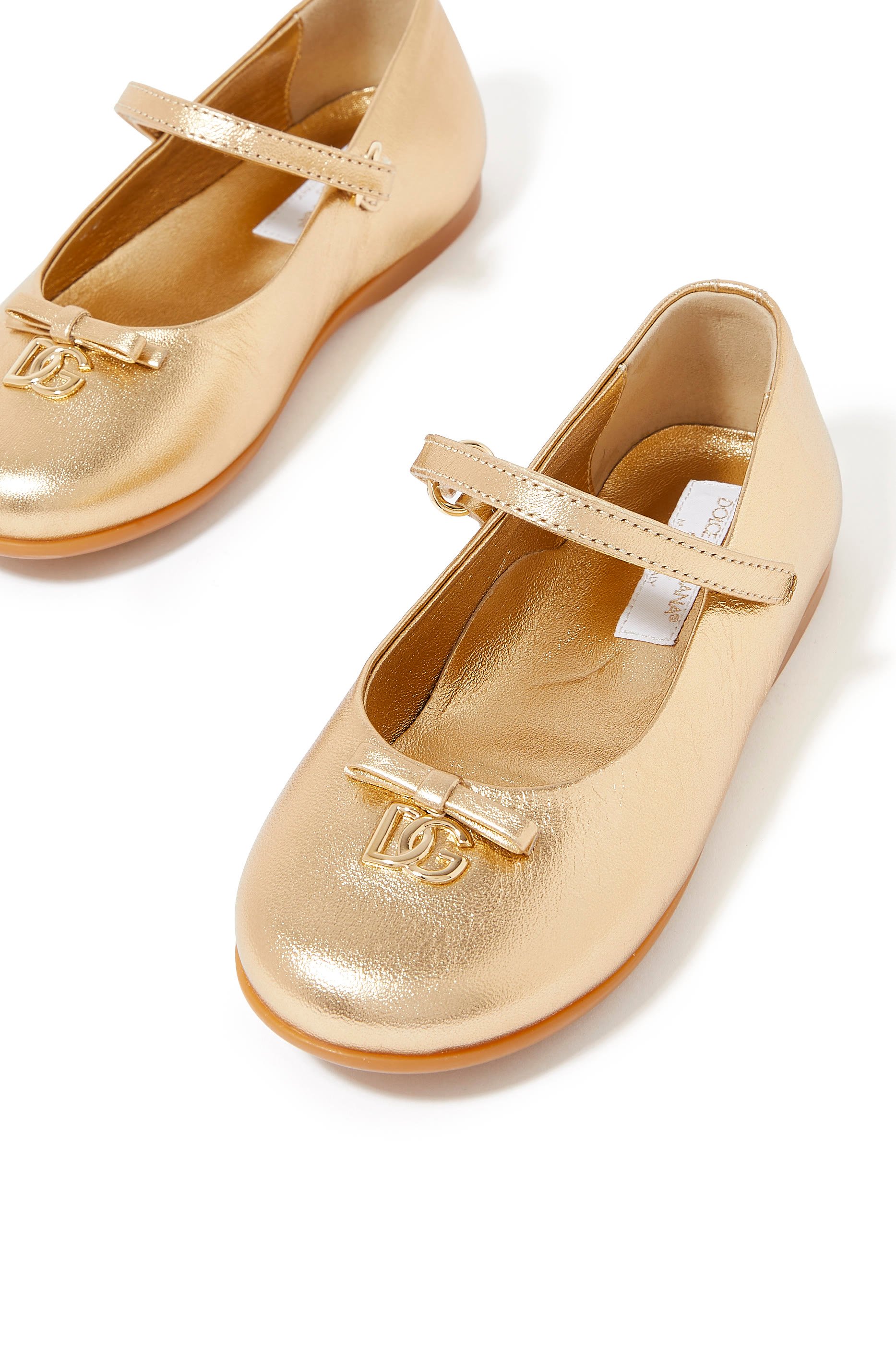 Kids Foiled Leather Ballet Flats