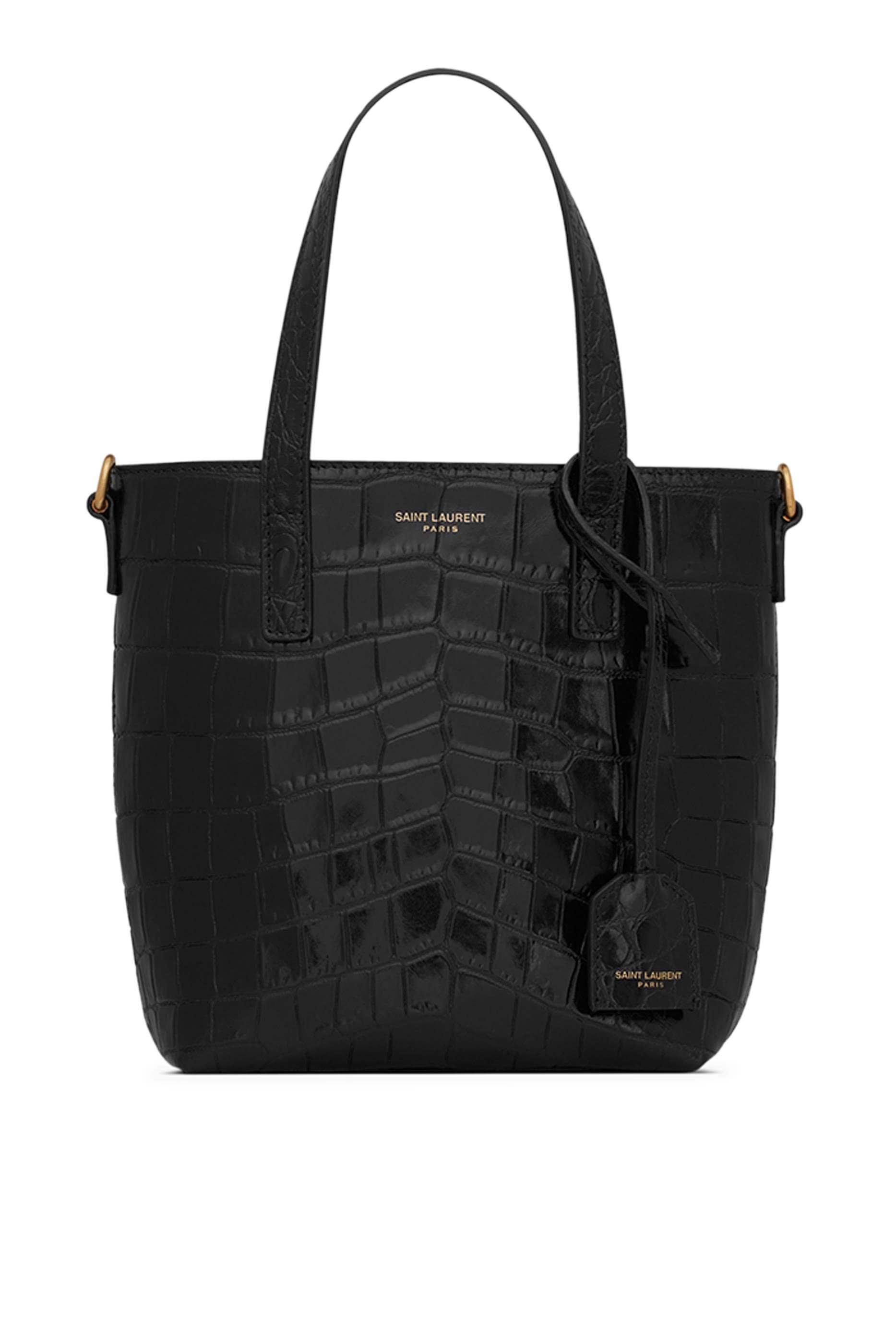 Mini Toy Shopping Bag in Crocodile-Embossed Leather 