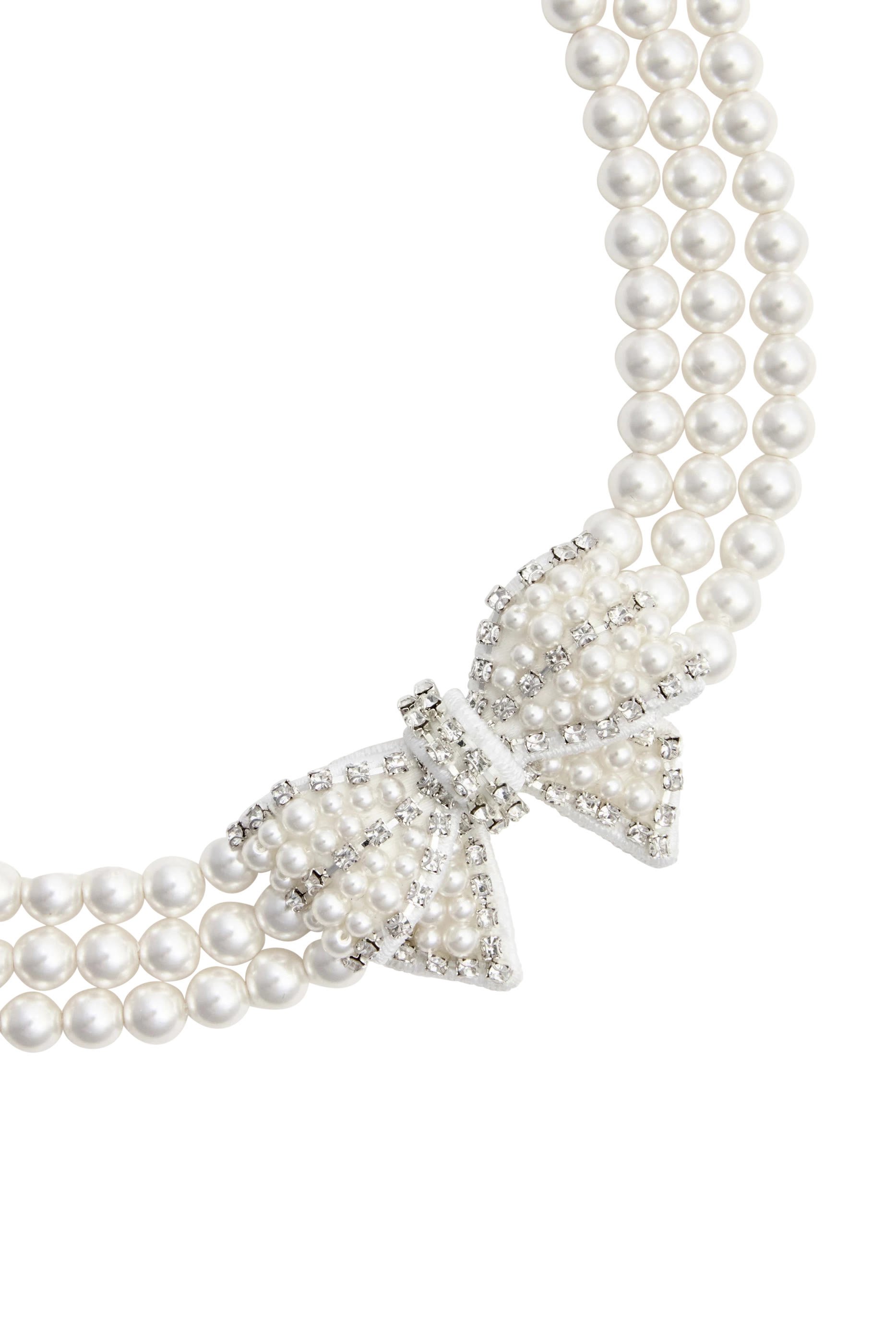 Pearl Satin Bow Necklace