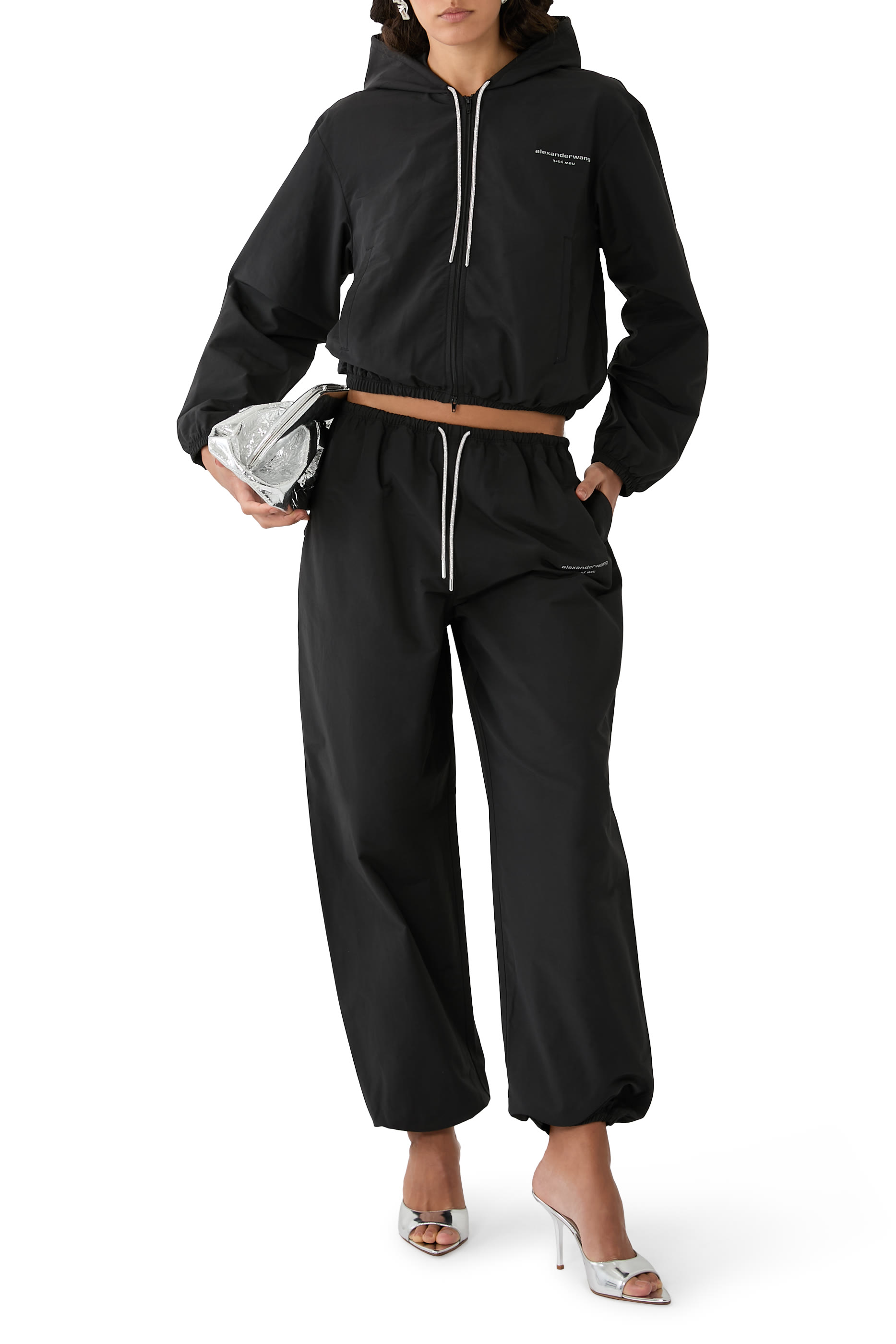 Mid-Rise Track Pant with Crystal Drawcord 